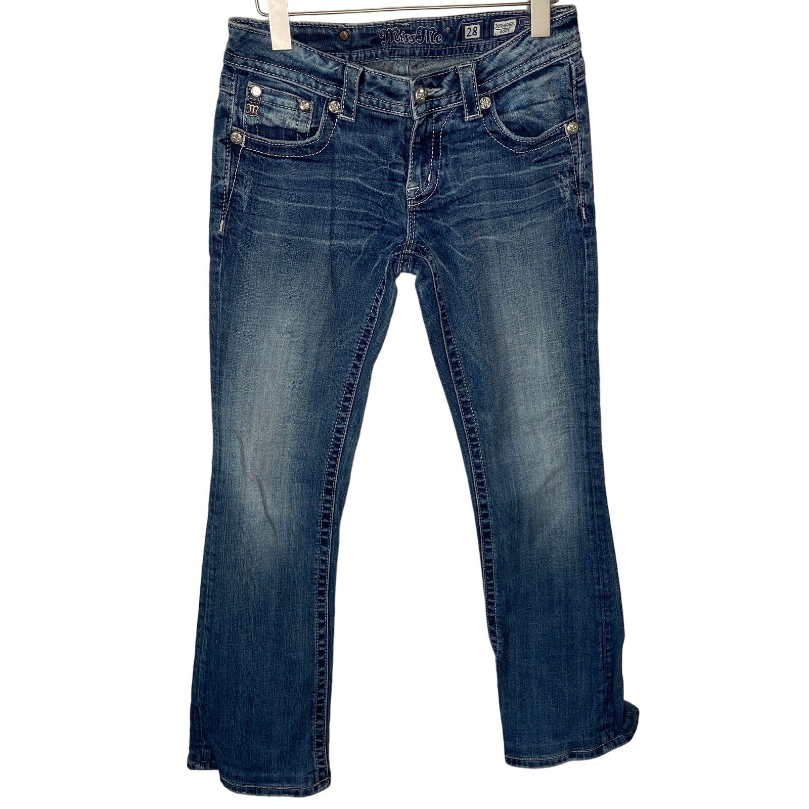 Miss Me Embellished Low Rise Boot Cut Jeans - Women's Size 28