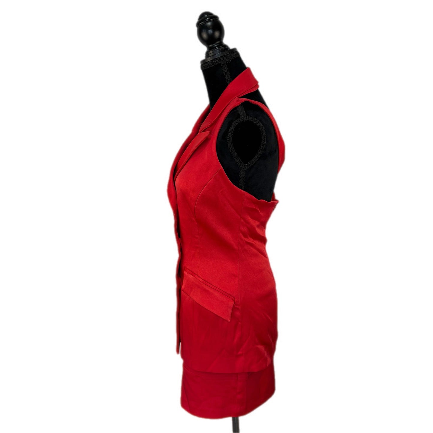 Y2K Corpcore Red Sleeveless Vest Skirt Suit - Women's Size 4