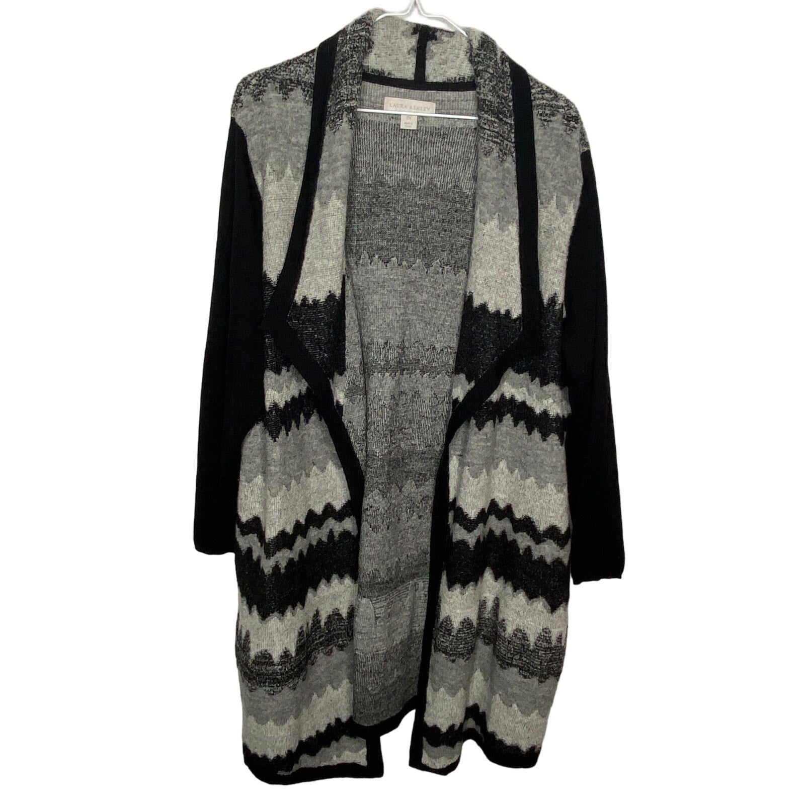 Laura Ashley Wool Blend Zig Zag Stripe Duster - Women's Size 2X
