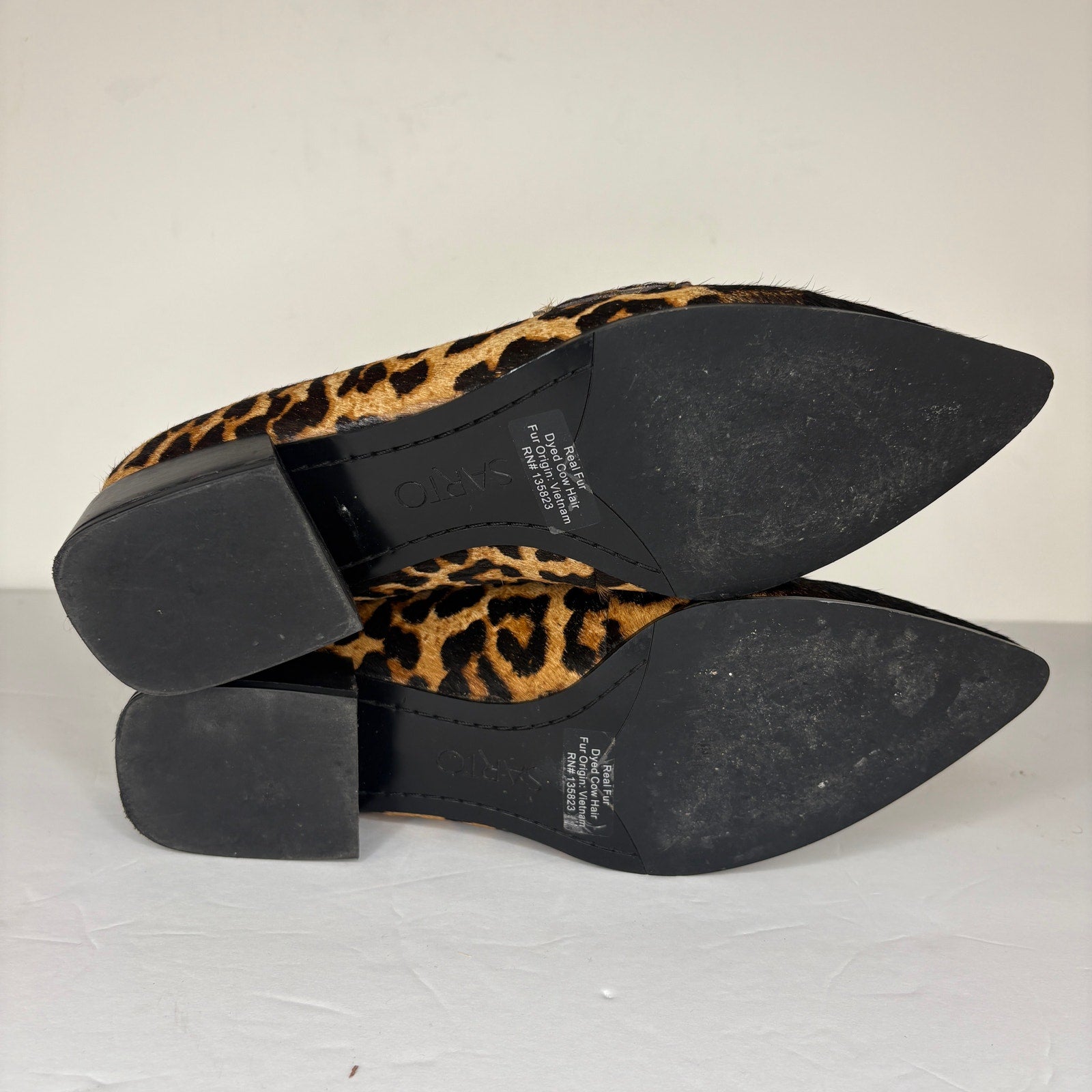 Franco Sarto Cow Hair Dyed Animal Print Pointed Loafers - Women's Size 8
