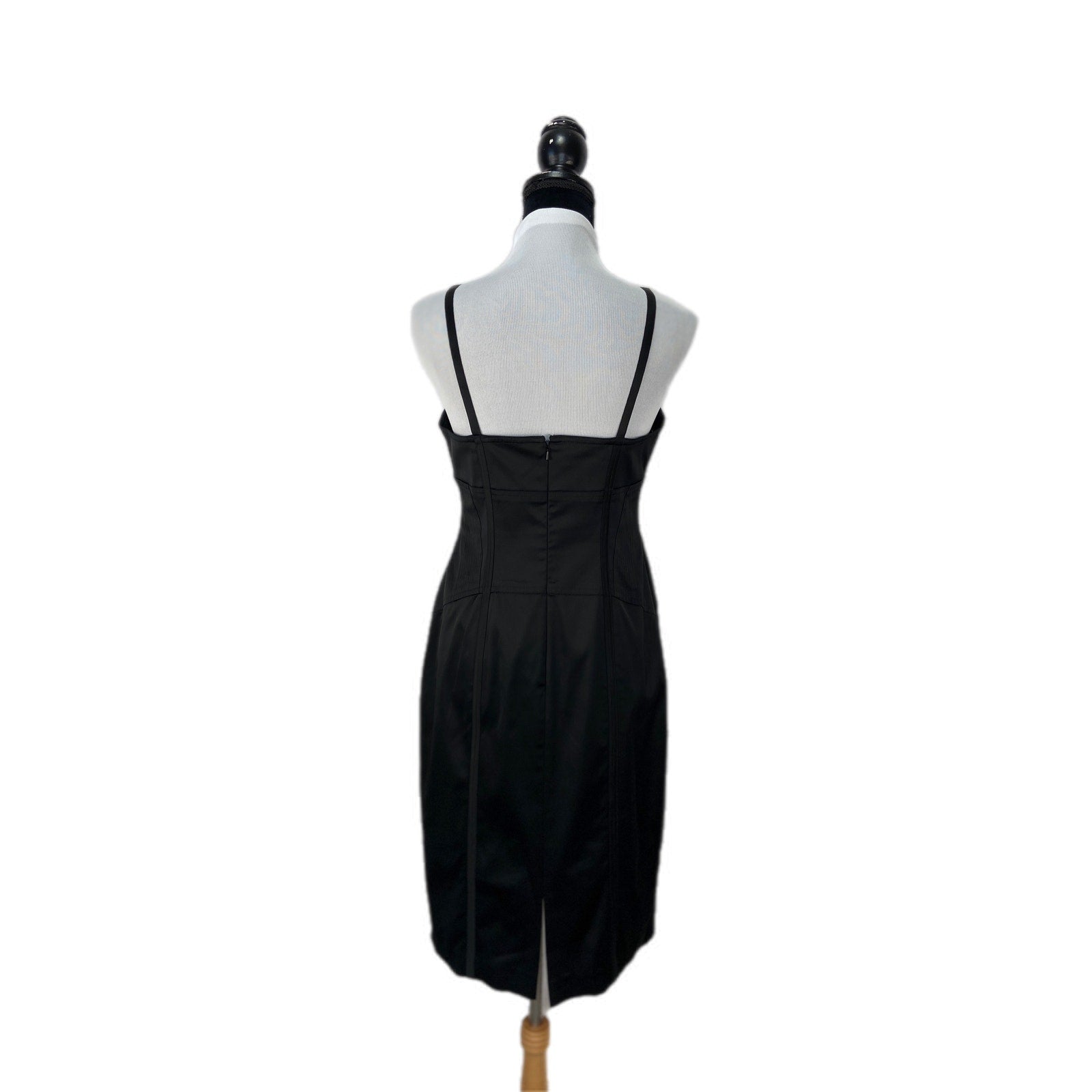 Vintage Black Corset Style Office Siren Slip Dress - Women's Size 8
