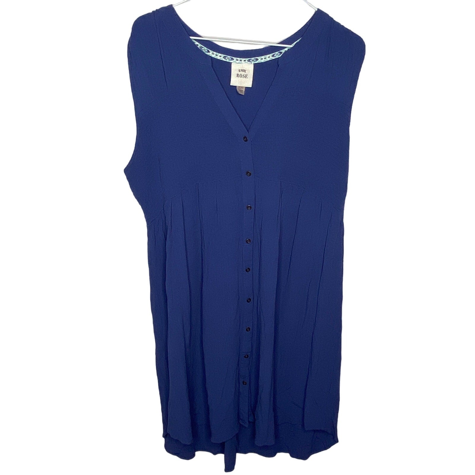 Knox Rose Blue Sleeveless Gauze Tunic - Women's Size XXL