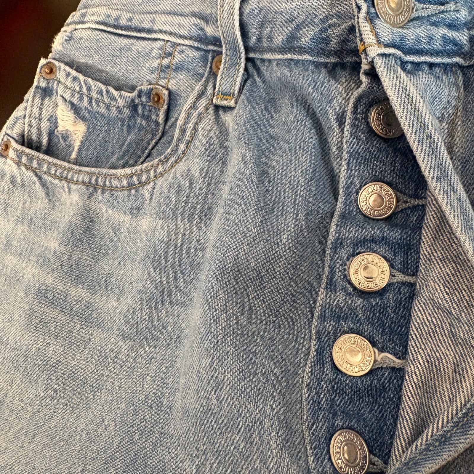 Levi's 501 Repro Big E Distressed Light Wash Jeans - Men's Size 31x26