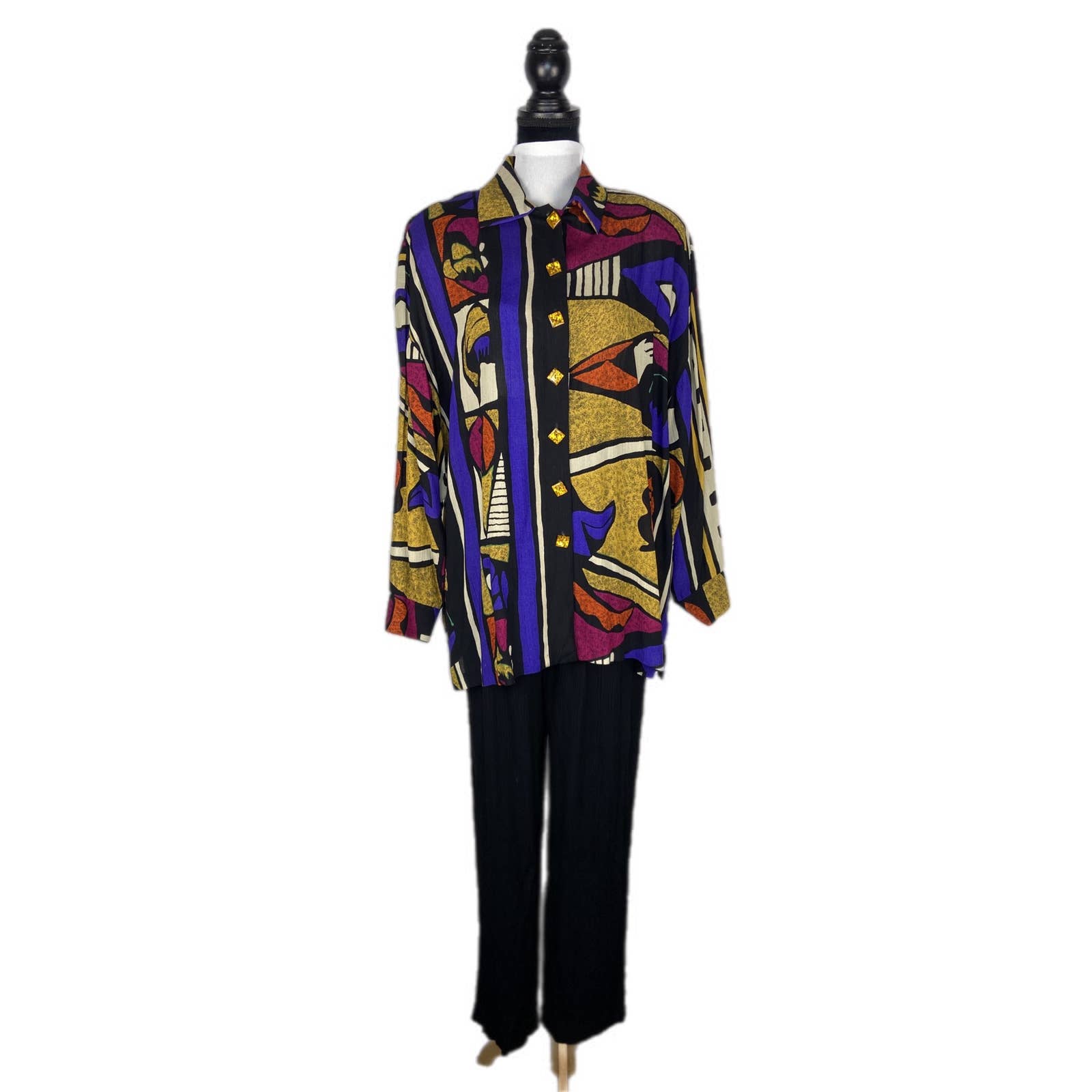 Vintage Brightly Colored Abstract Pattern 2 Piece Outfit - Women's Size 10