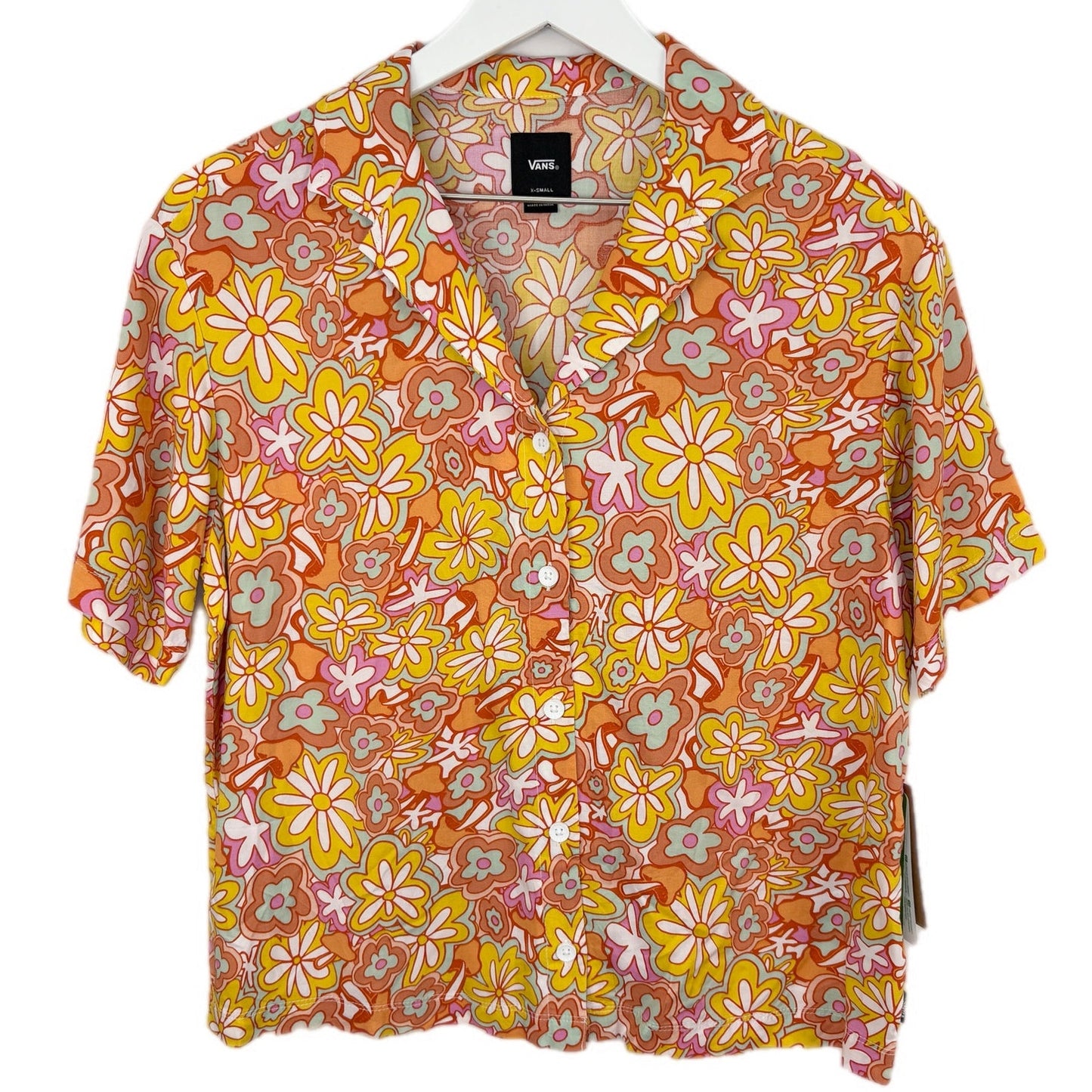 Vans Floral Resort Button Up Crop Shirt NWT - Women's Size XS