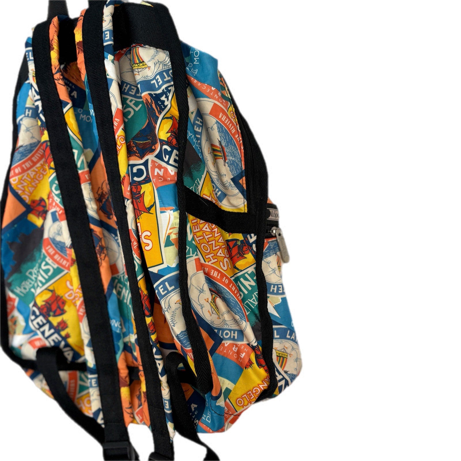 LeSportsac Rare Travel Hotel Postcards Backpack