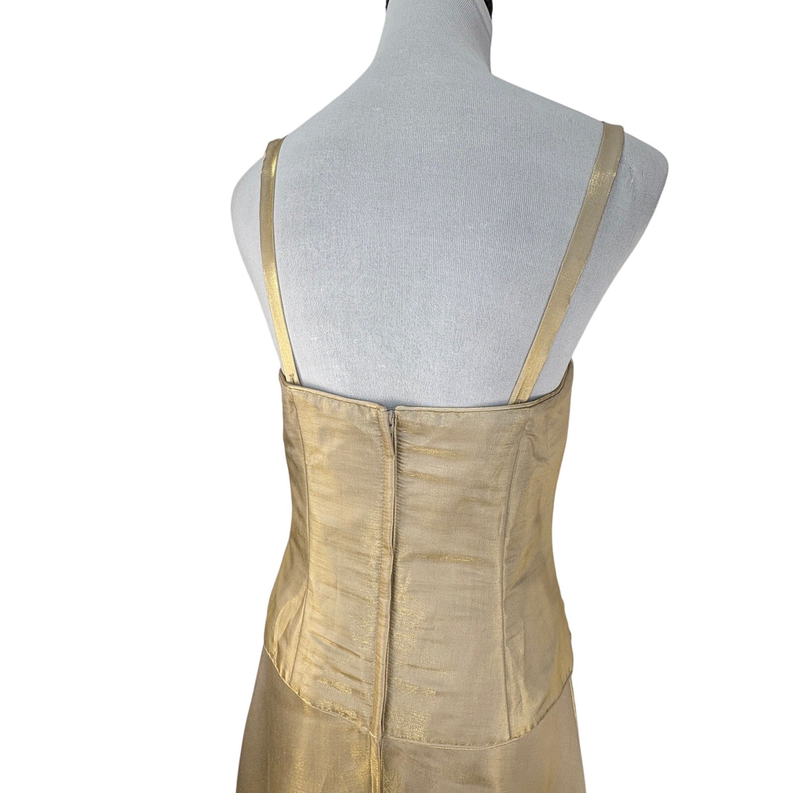 NWT JESSICA MCCLINTOCK Gold Iridescent Formal Dress Gown Prom Vintage Size 10