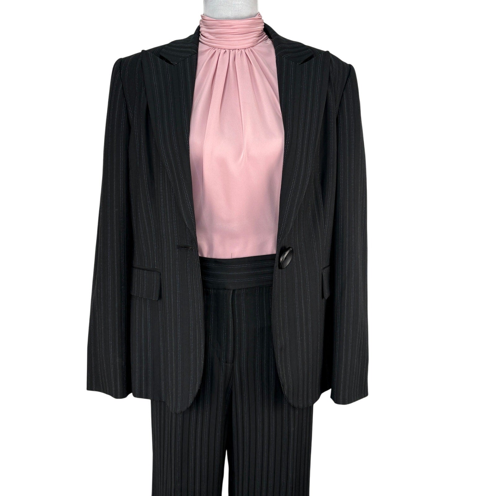 Tahari Black Pinstripe Pant Suit - Women's Size 12