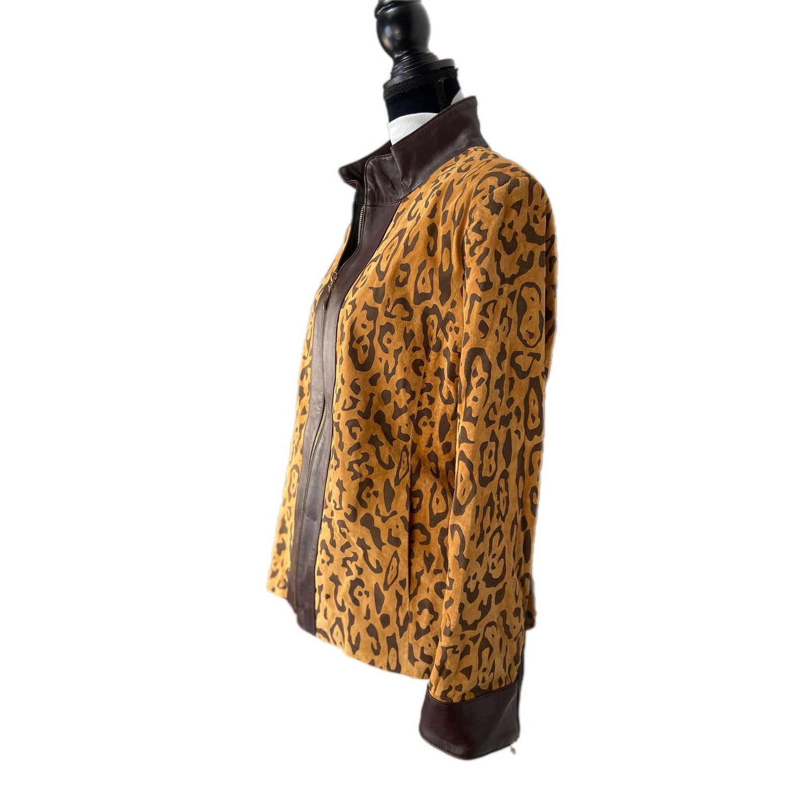 Terry Lewis Luxuries Leather Animal Print Mob Wife Chic Jacket - Women's Size L