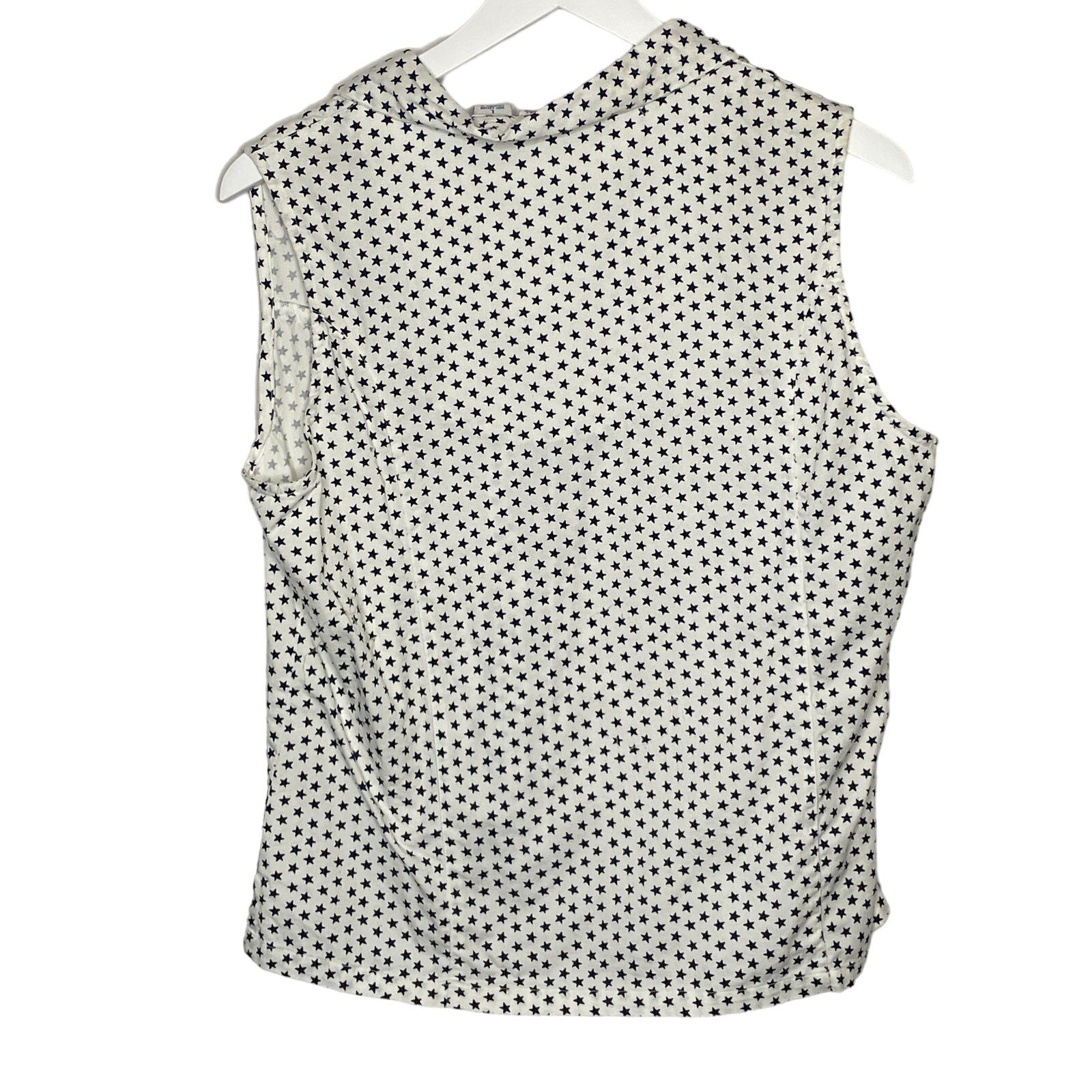 Retro Star Pattern Sleeveless Button Up Shirt - Women's Size L