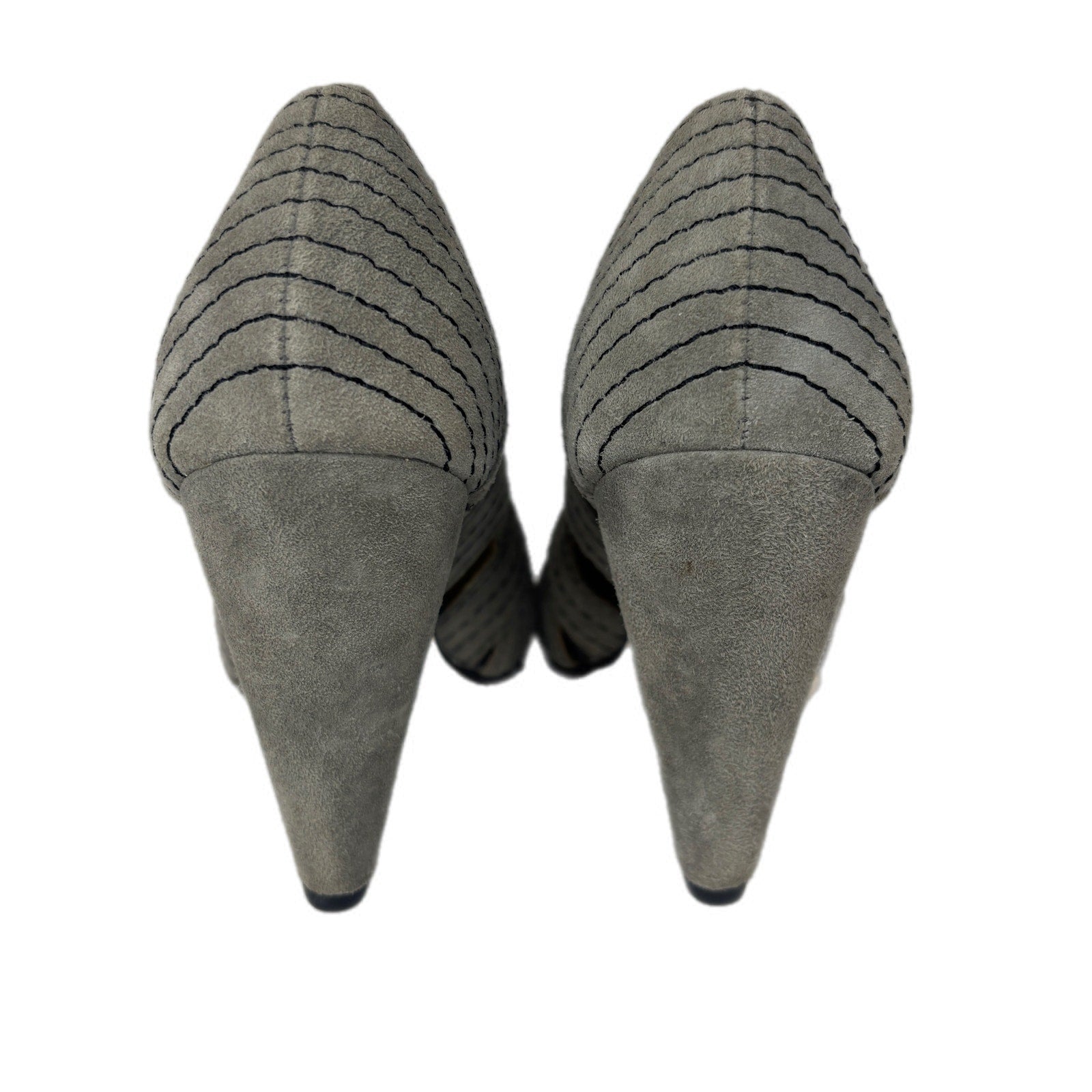 Seychelles Gray 1920's Pin-Up Style Leather Suede Pumps - Women's Size 8.5