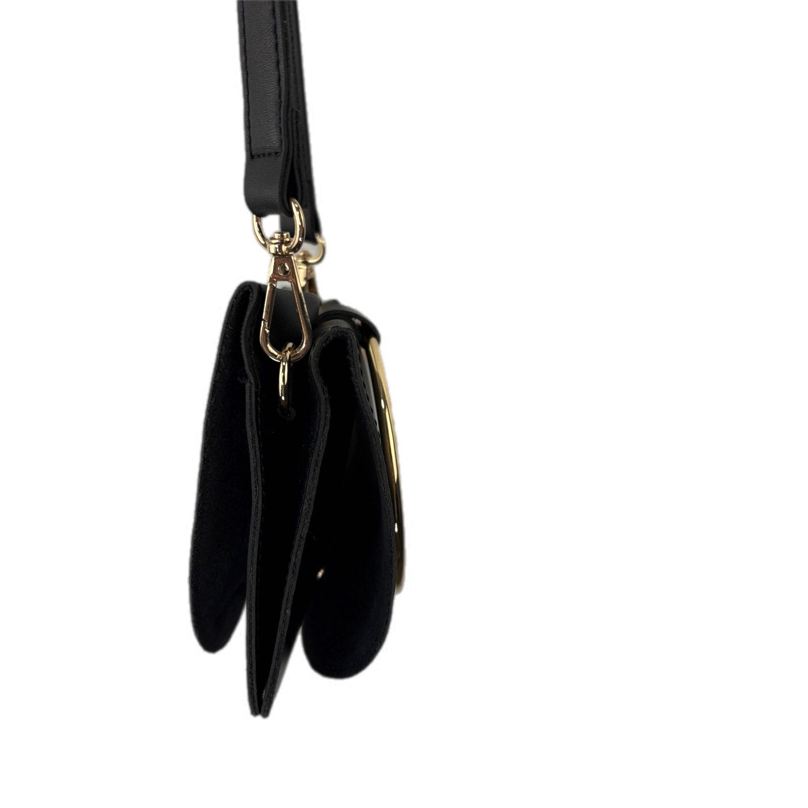 Melie Bianco Felix Ring Black Vegan Leather Crossbody