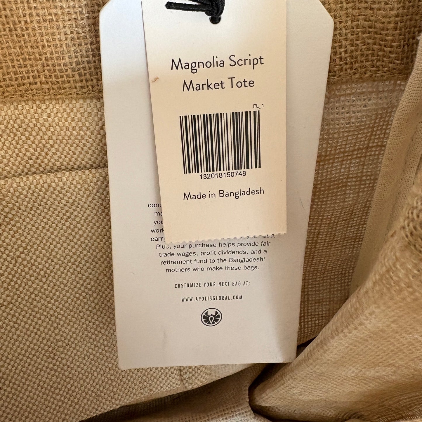 Magnolia Apolis Global Citizen Script Market Tote NWT
