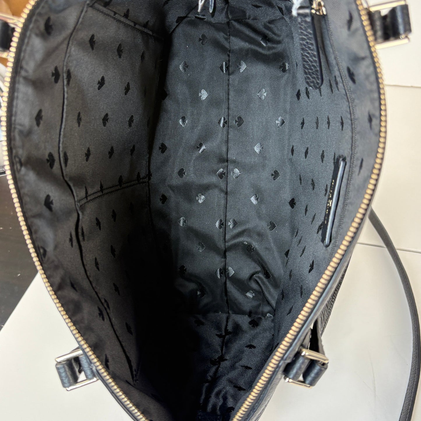 Kate Spade New York Monica Black Pebbled Leather Satchel Bag Crossbody Purse