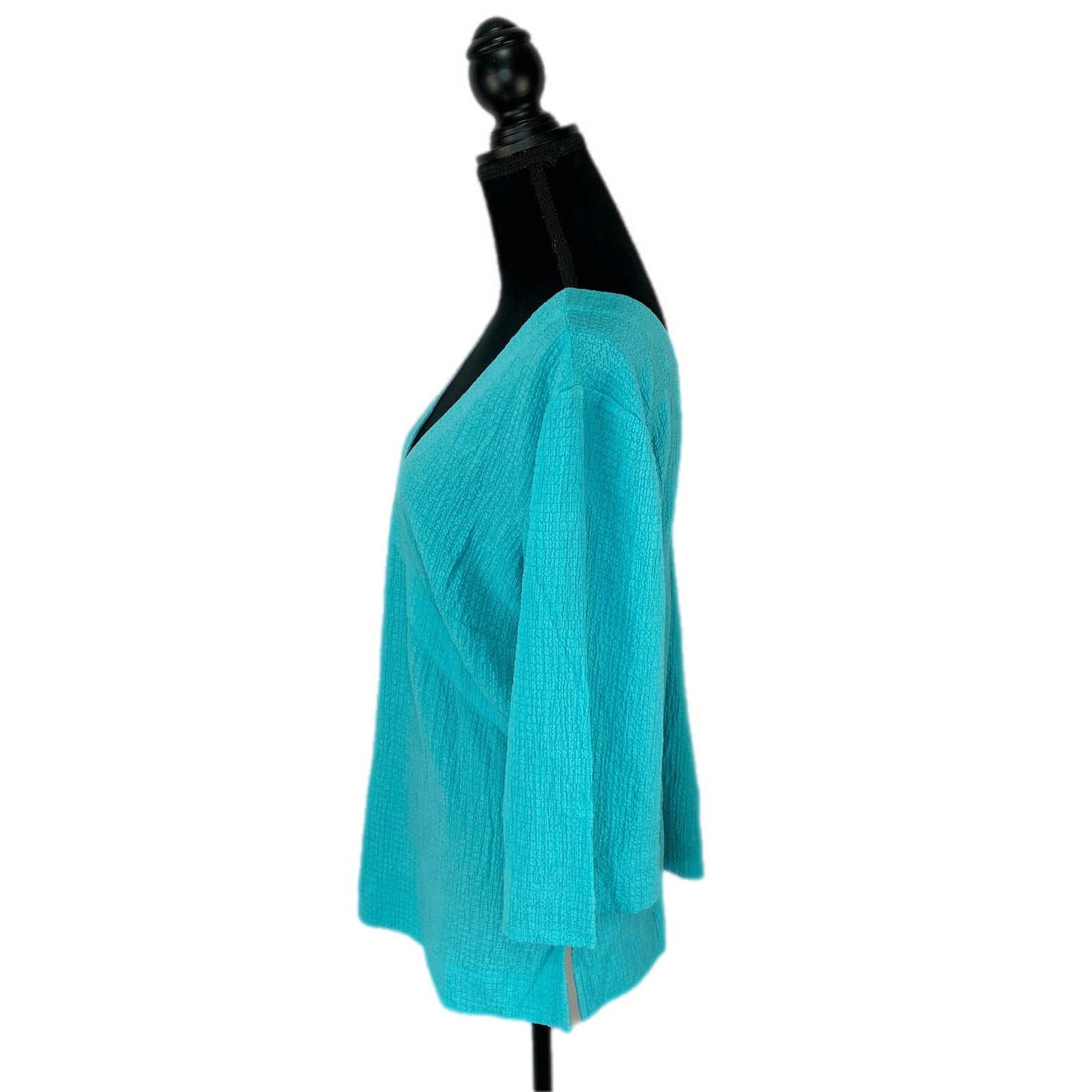 Soft Surroundings Textured Teal V Neck Shirt NWT - Women's Size M