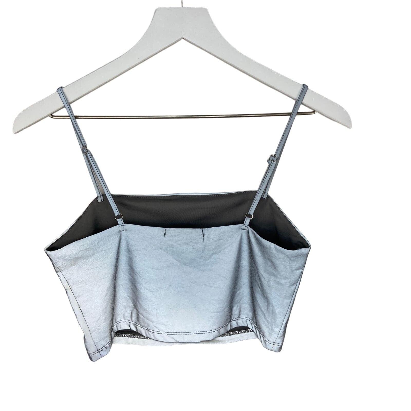 Silver Matte Metallic Crop Tank Top - Women's Size M