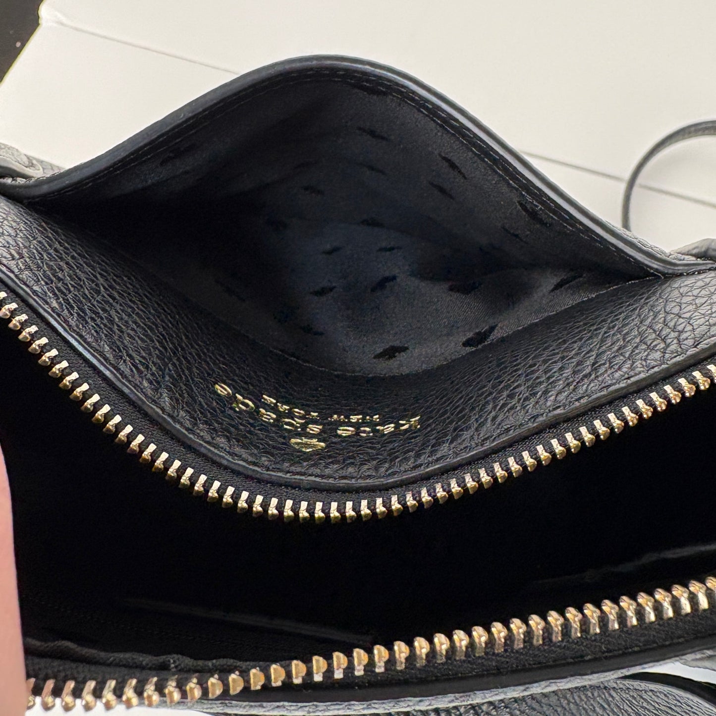 Kate Spade New York Monica Black Pebbled Leather Satchel Bag Crossbody Purse