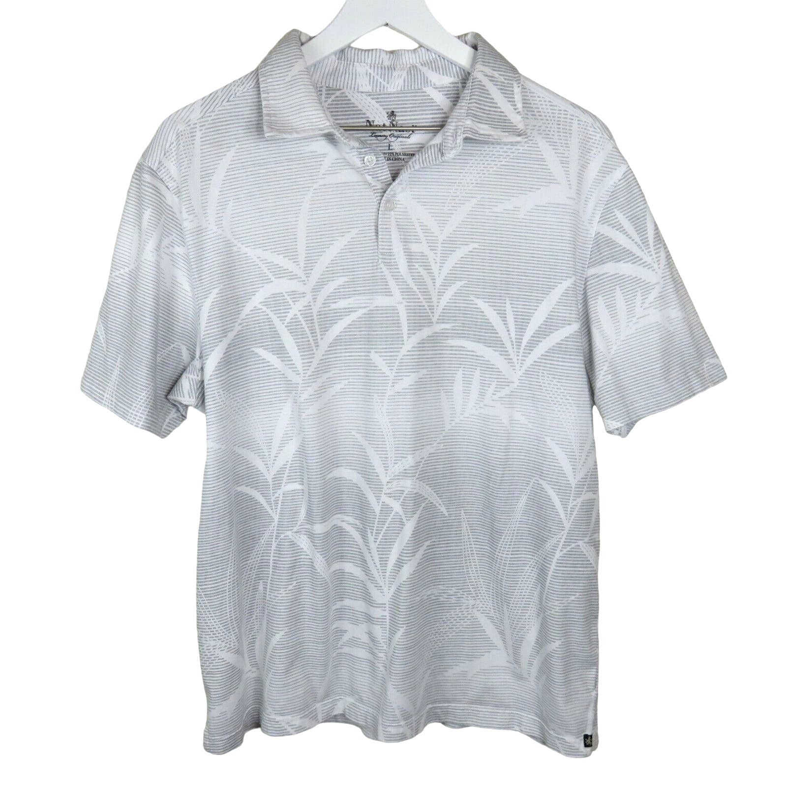 Nat Nast Leaf Pattern Polo Short Sleeve Shirt - Men's Large