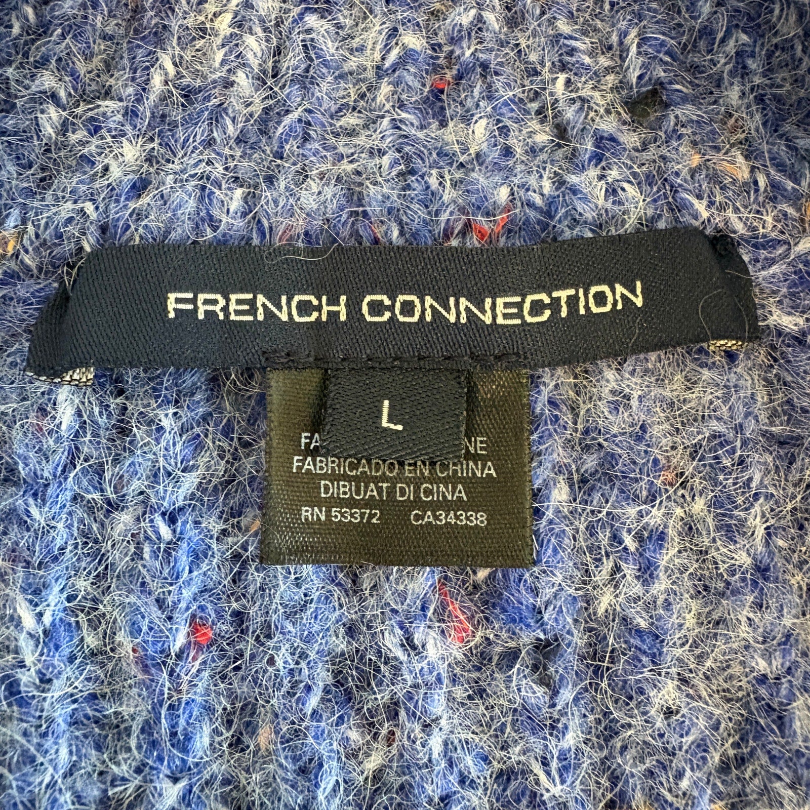 French Connection Natalya Blue Wool Alpaca Blend Cardigan - Women's Size L