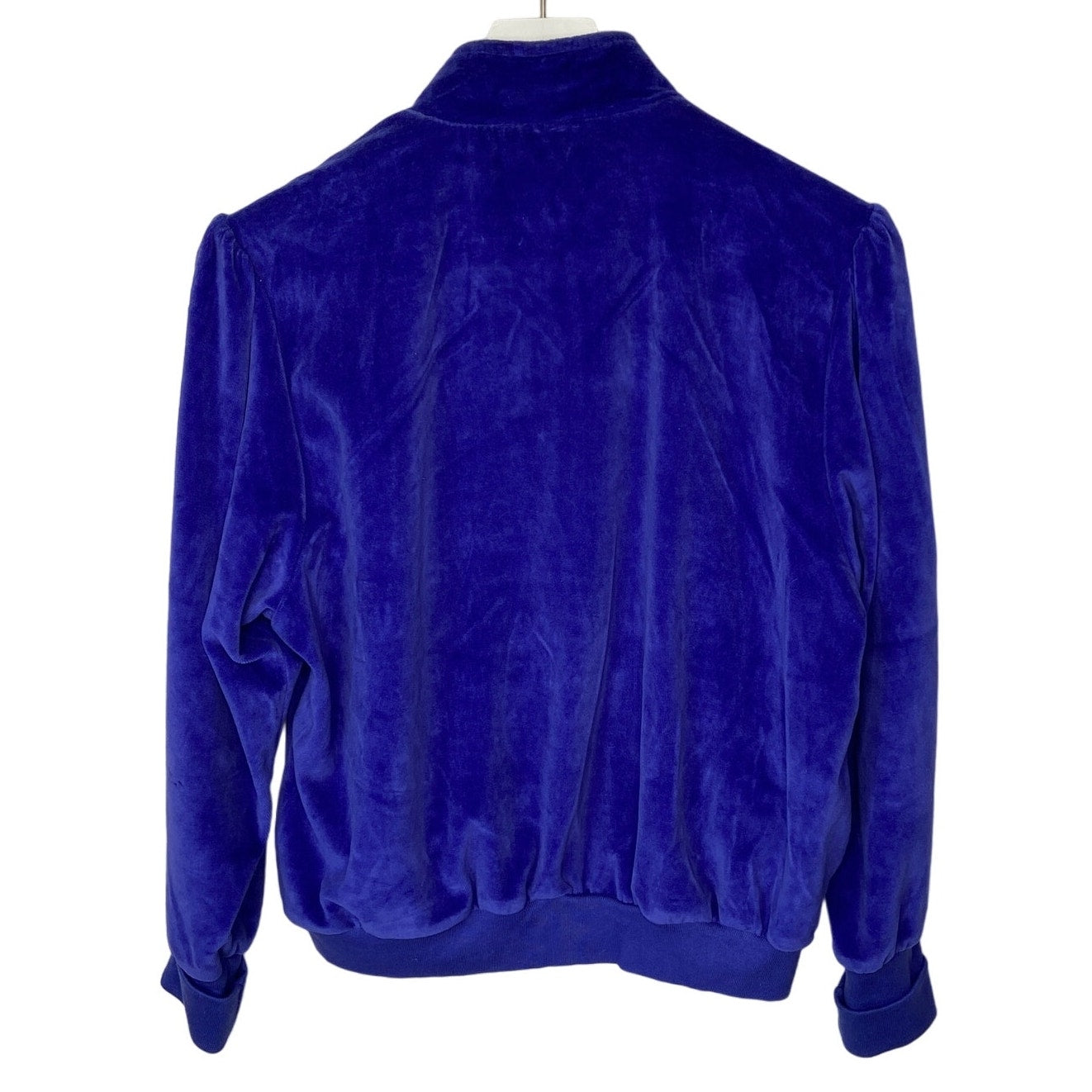Vintage Pierre Cardin Blue Velour Zip Up Track Jacket - Women's Size M