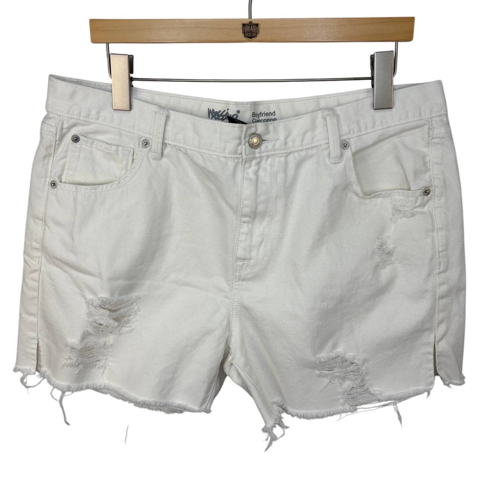 Mossimo White Distressed Boyfriend Shorts - Women's Size 14