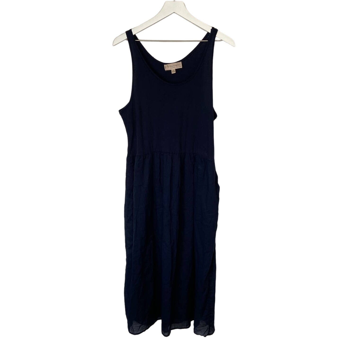Philosophy Dark Blue Cotton Maxi Dress - Women's Size M