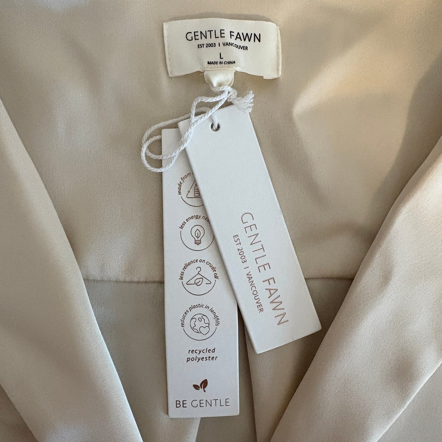 Gentle Fawn Satin Cream Crop Short Sleeve Top NWT - Women's Size L