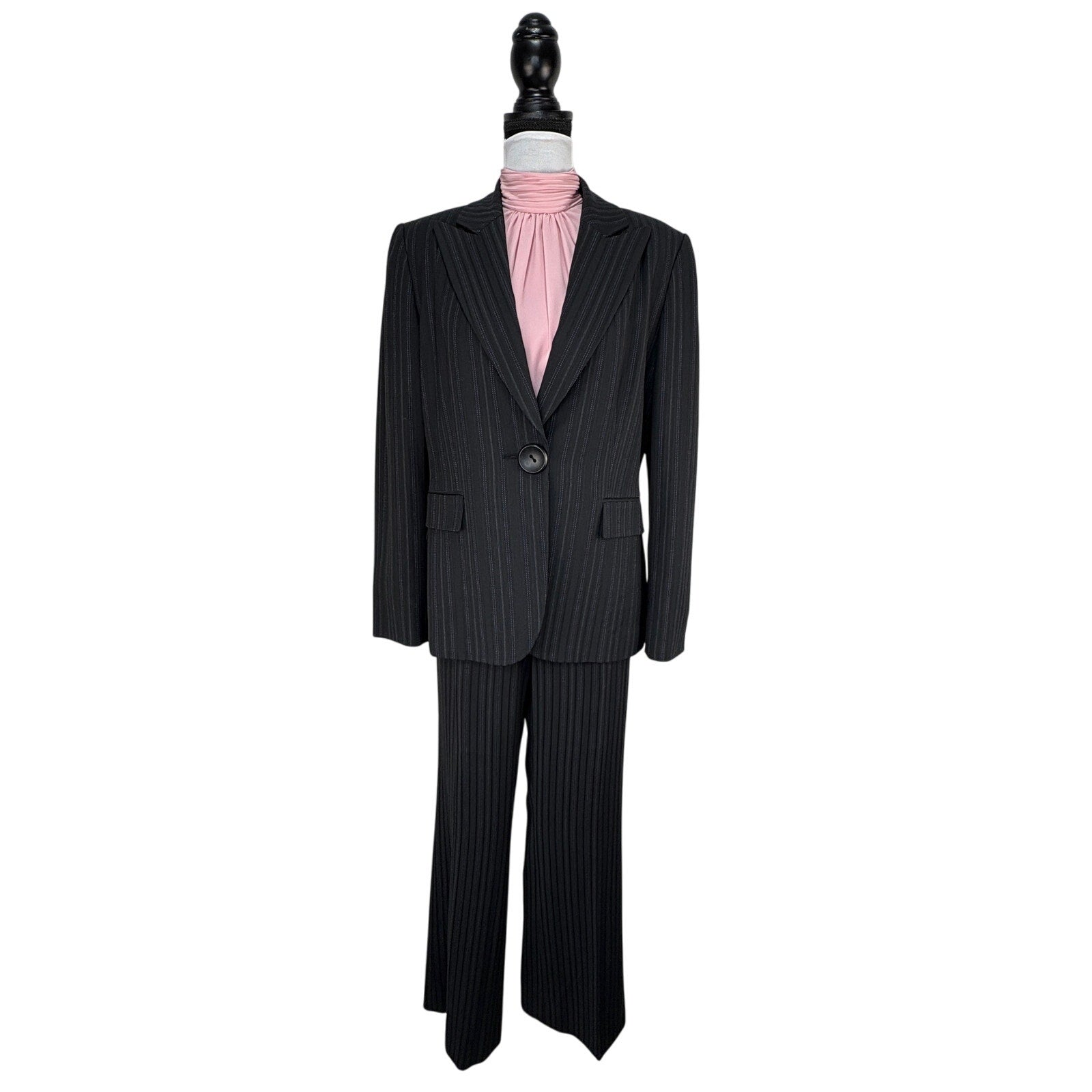 Tahari Black Pinstripe Pant Suit - Women's Size 12