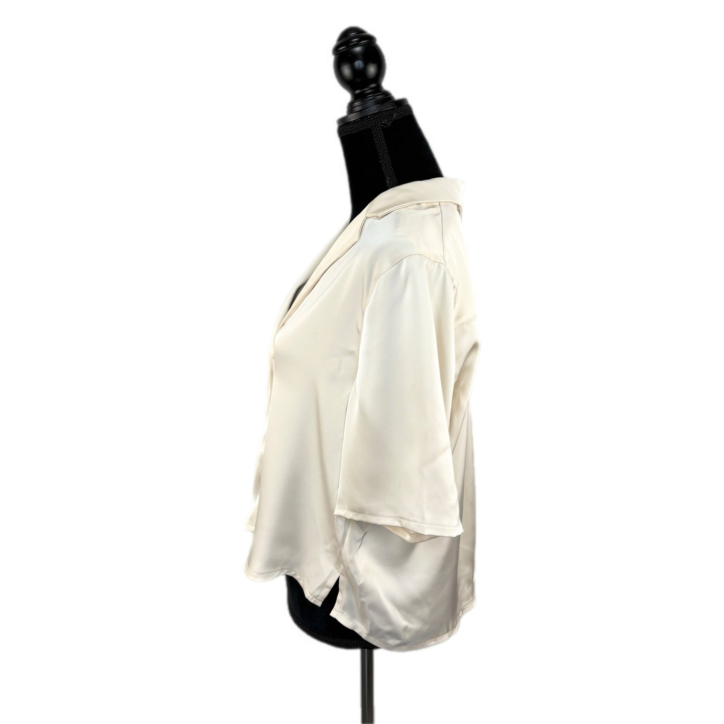 Gentle Fawn Satin Cream Crop Short Sleeve Top NWT - Women's Size L