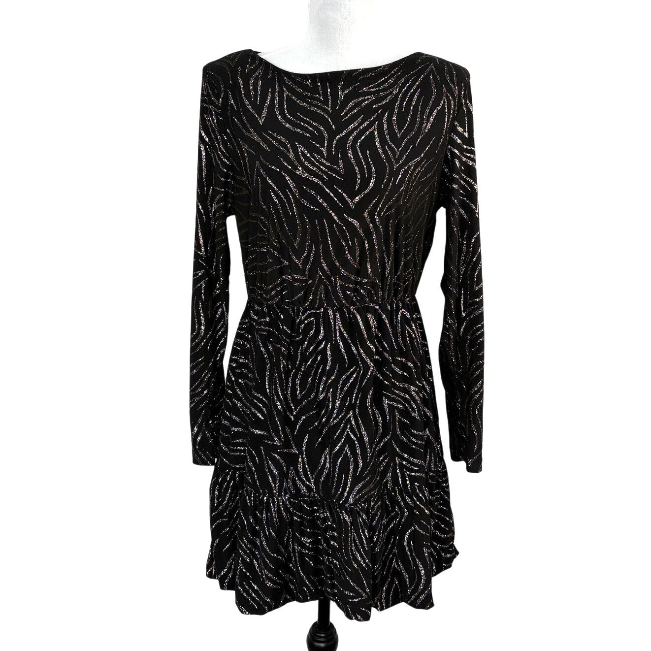 Sparkle Patterned Long Sleeve Dress - Women's Size M