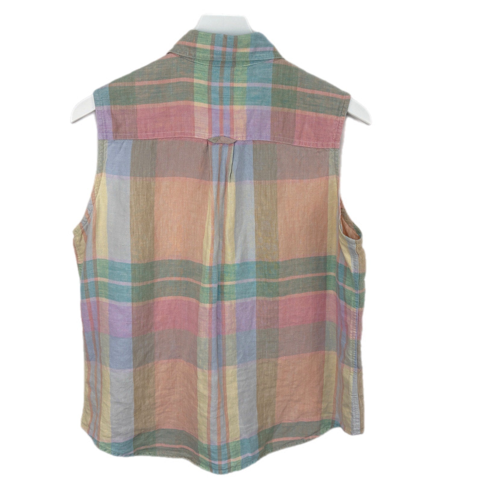 Ralph Lauren Pastel Plaid Sleeveless Button Up Shirt - Women's Size L