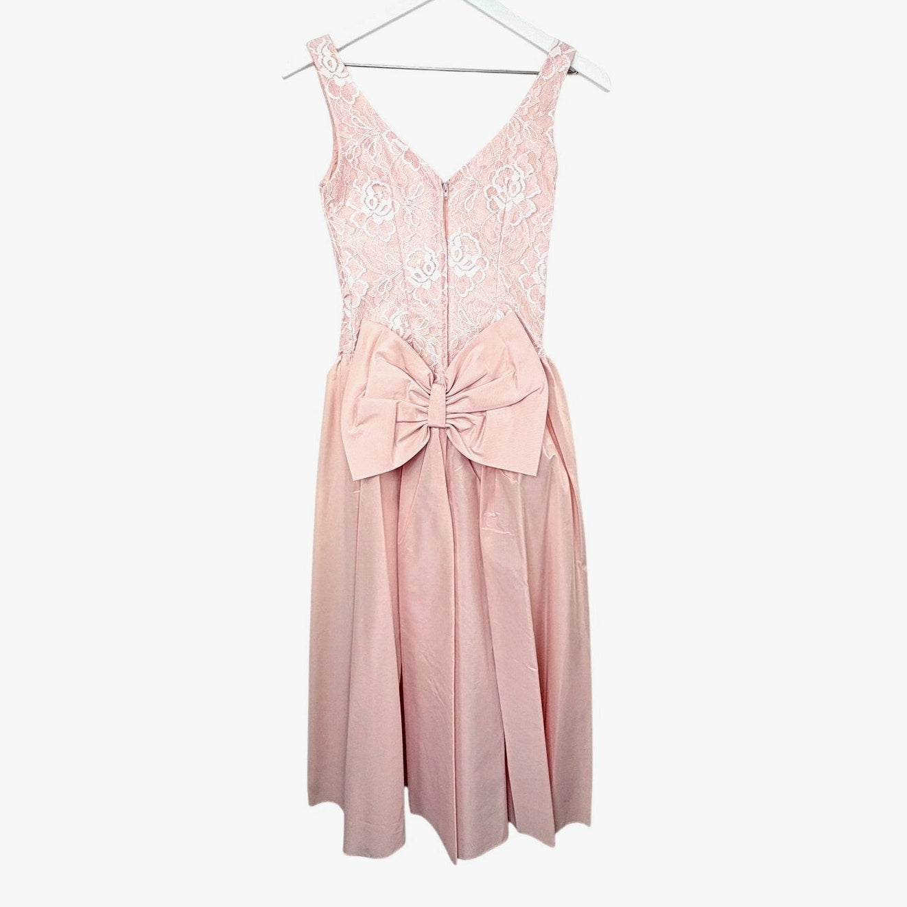 Vintage Alfred Angelo Pink Taffeta Lace Bodice Formal Dress - Women's Size 2