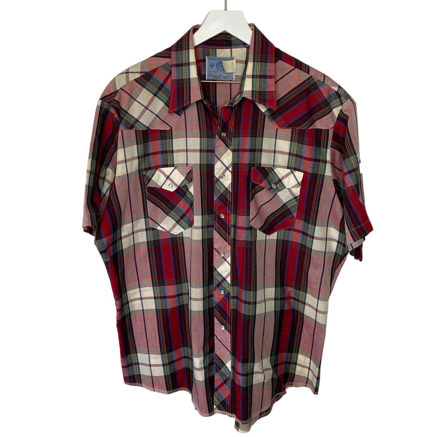 Vintage American Hero Pearl Snap Short Sleeve Western Shirt - Men's XL