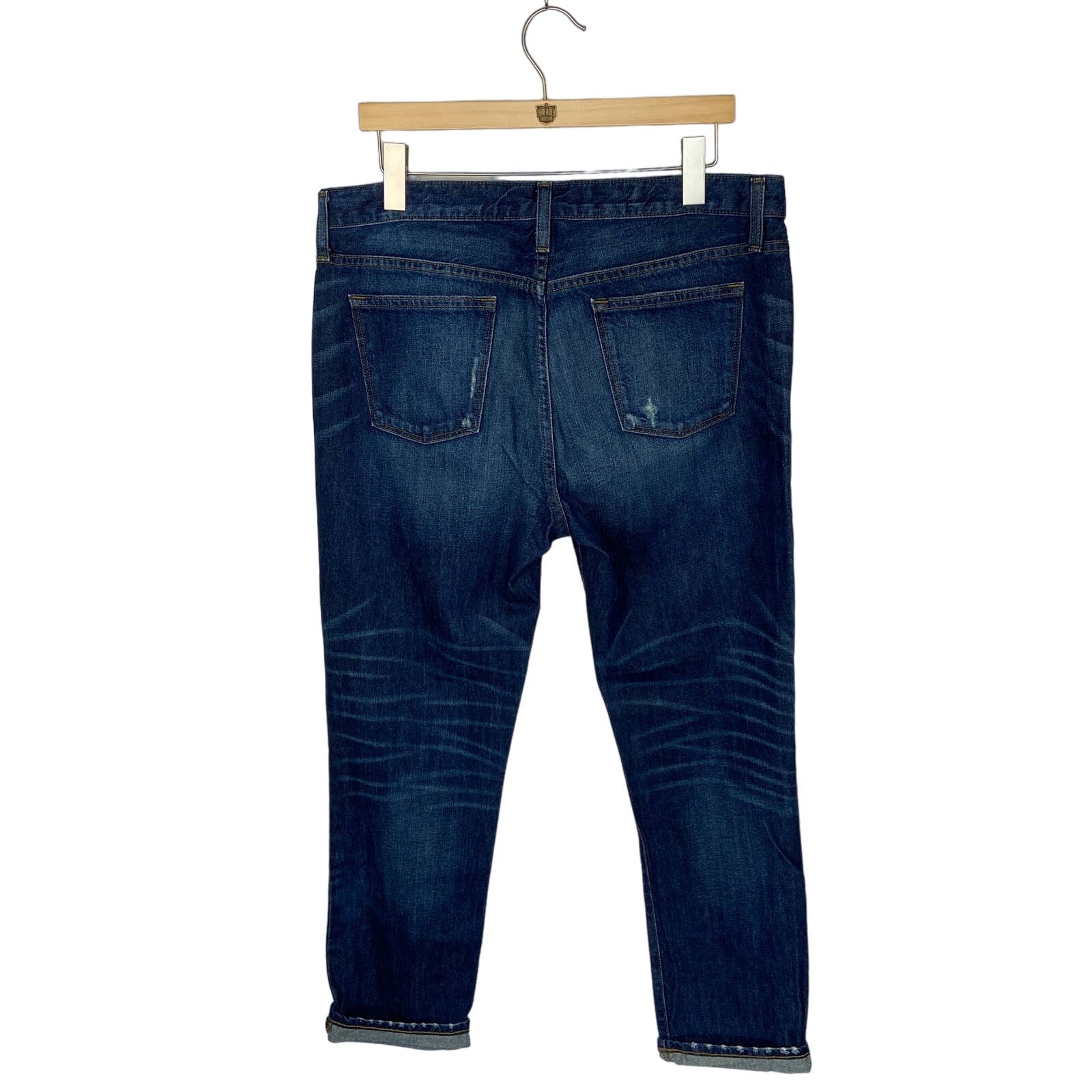 J.Crew Broken in Boyfriend Dark Wash Distressed Jeans - Women's Size 30