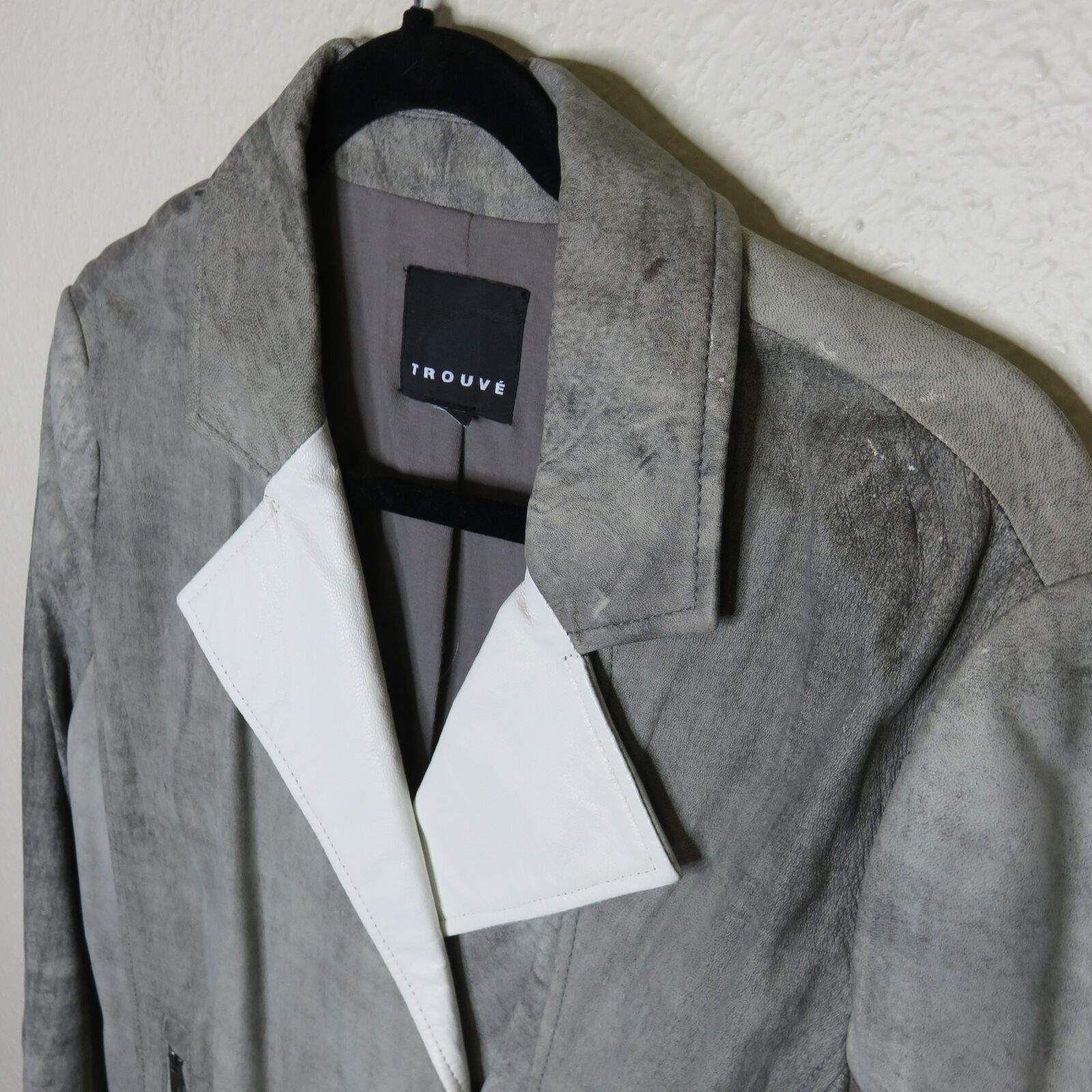 Trouve Gray Genuine Leather Jacket - Women's Size Small
