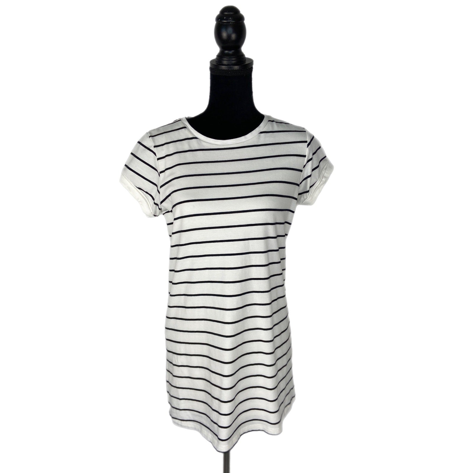 Lulus White Black Stripe T Shirt Dress - Women's Size S Threaded Social Club Lulus White Black Stripe T Shirt Dress - Women's Size S Threaded Social Club