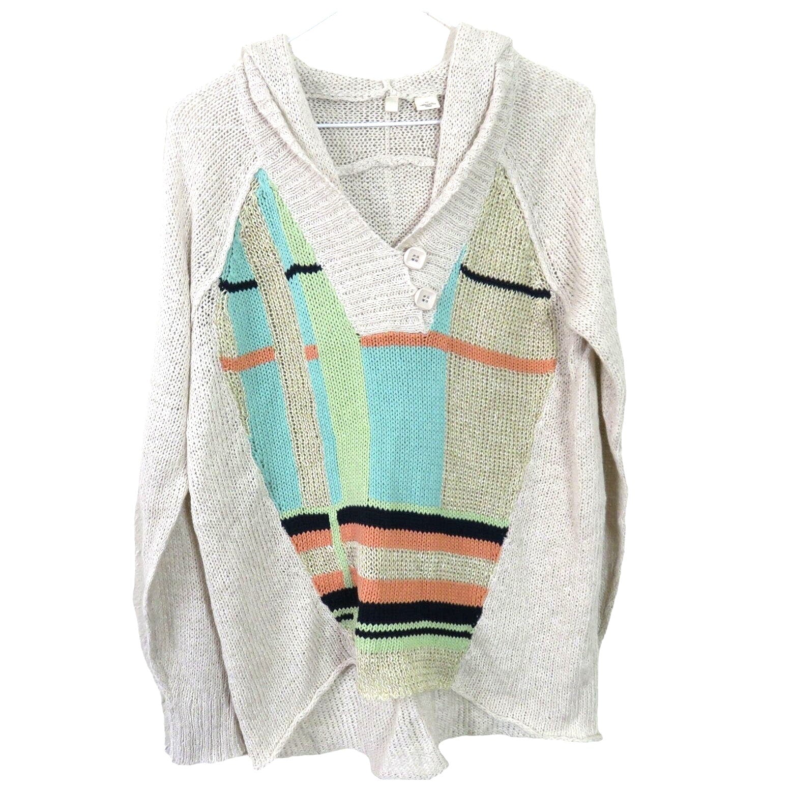 Moth Loose Knit Printed Hooded Sweater - Women's Small