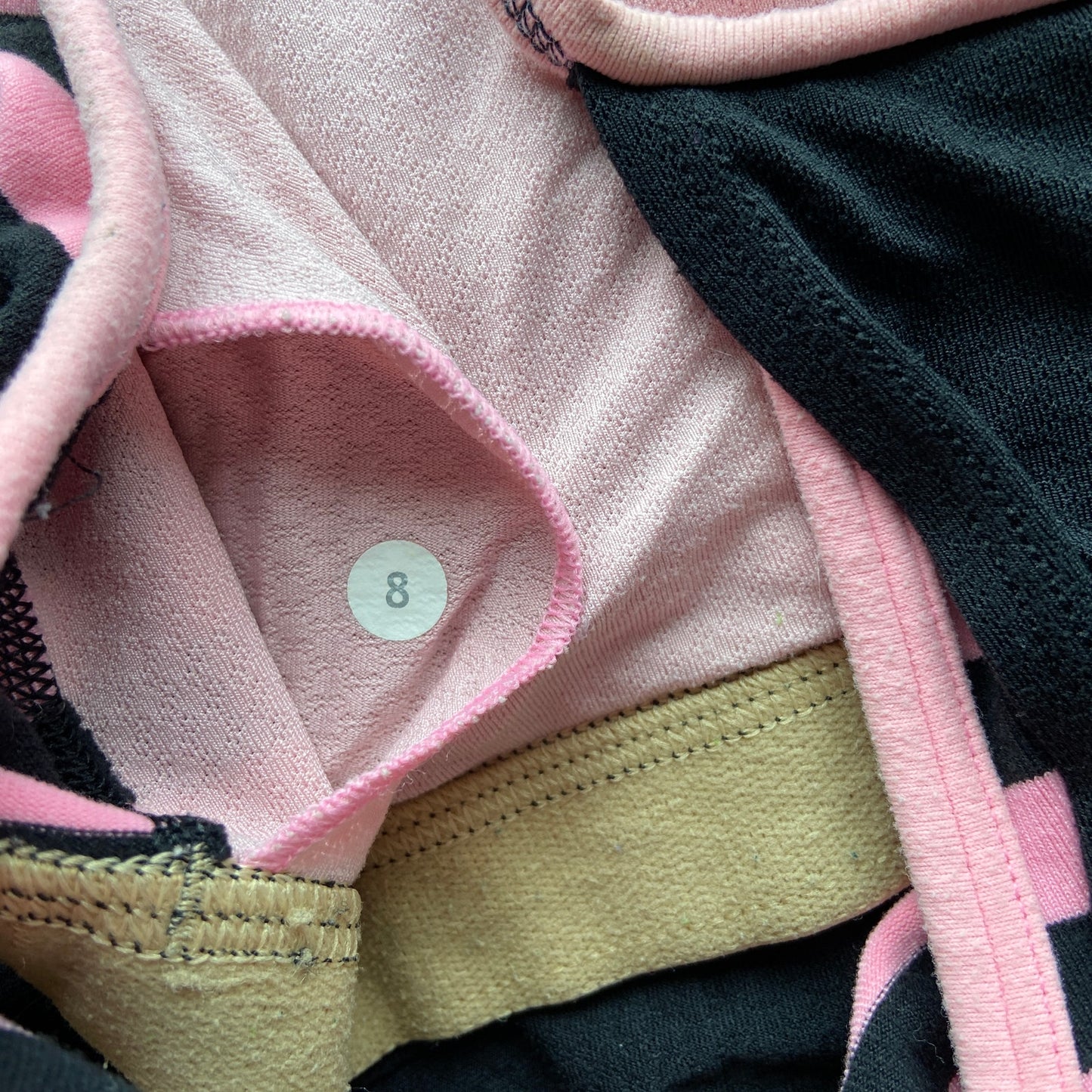 Lululemon No Limits Tank Sea Stripe Printed Pink Shell Black - Women's Size 8