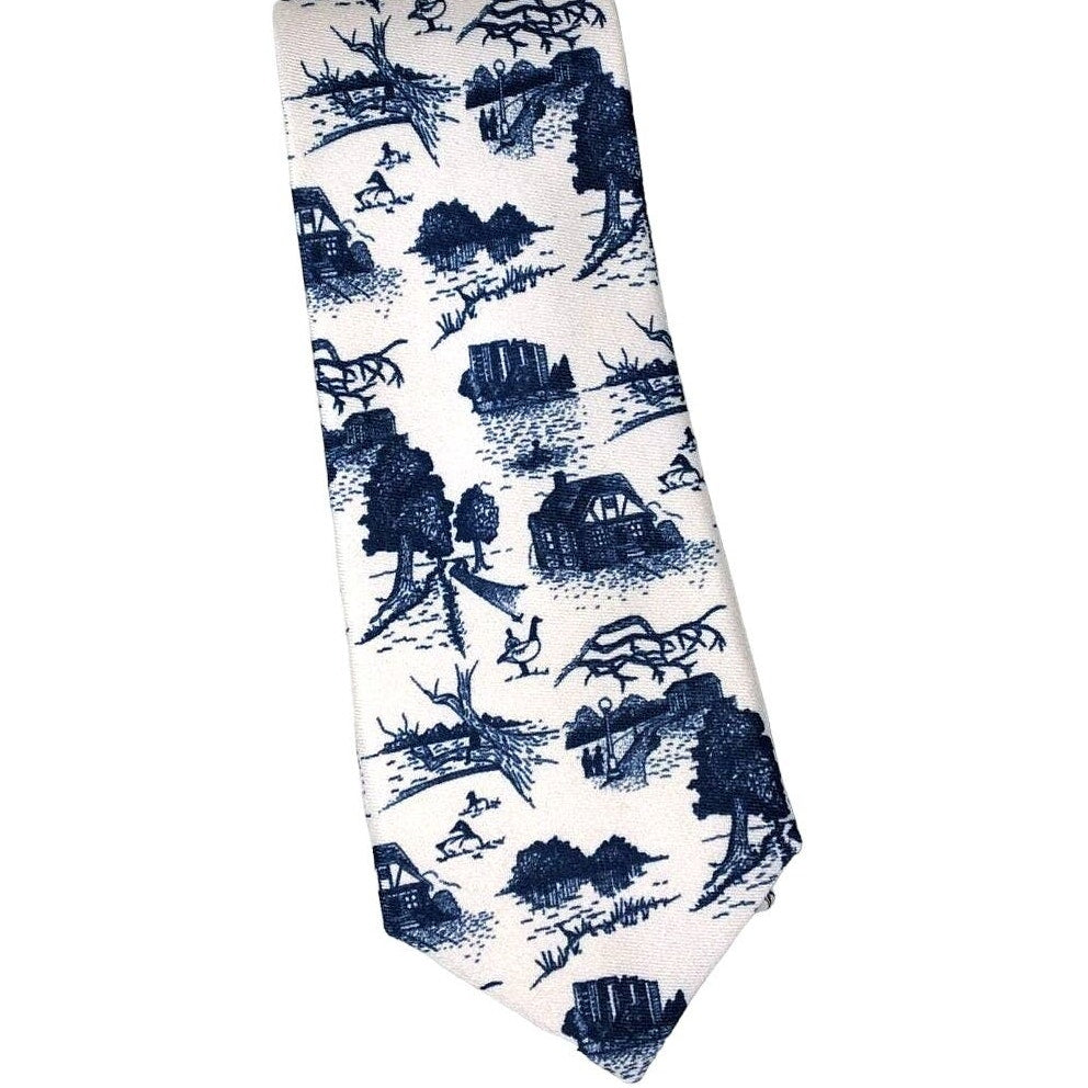 Knotty Tie Co Blue Farm Print Handmade in USA Men's Tie