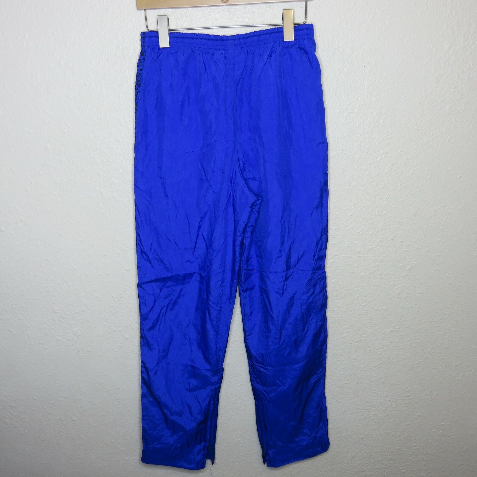 Vintage Blue Nylon Lined Track Pants Side Stripe - Women's Small