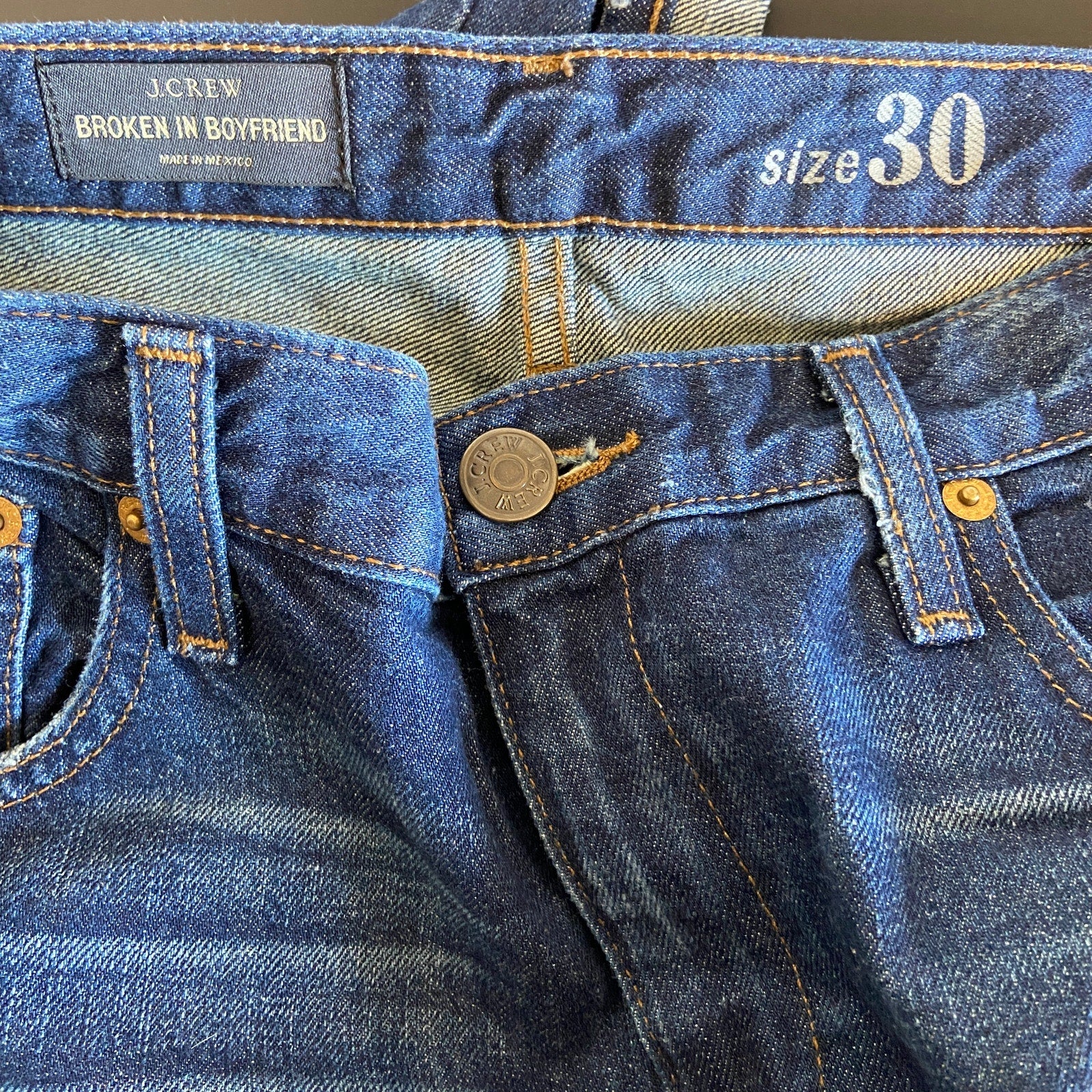J.Crew Broken in Boyfriend Dark Wash Distressed Jeans - Women's Size 30
