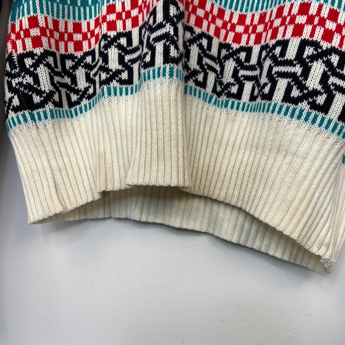 Vintage Mixed Pattern Crewneck Bright Colors Sweater - Women's Size L