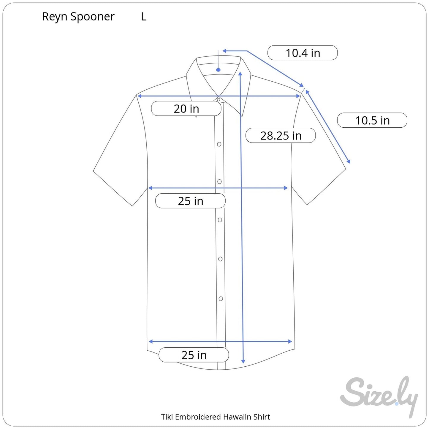 Reyn Spooner Blue Tiki Embroidered Hawaiian Shirt - Men's L