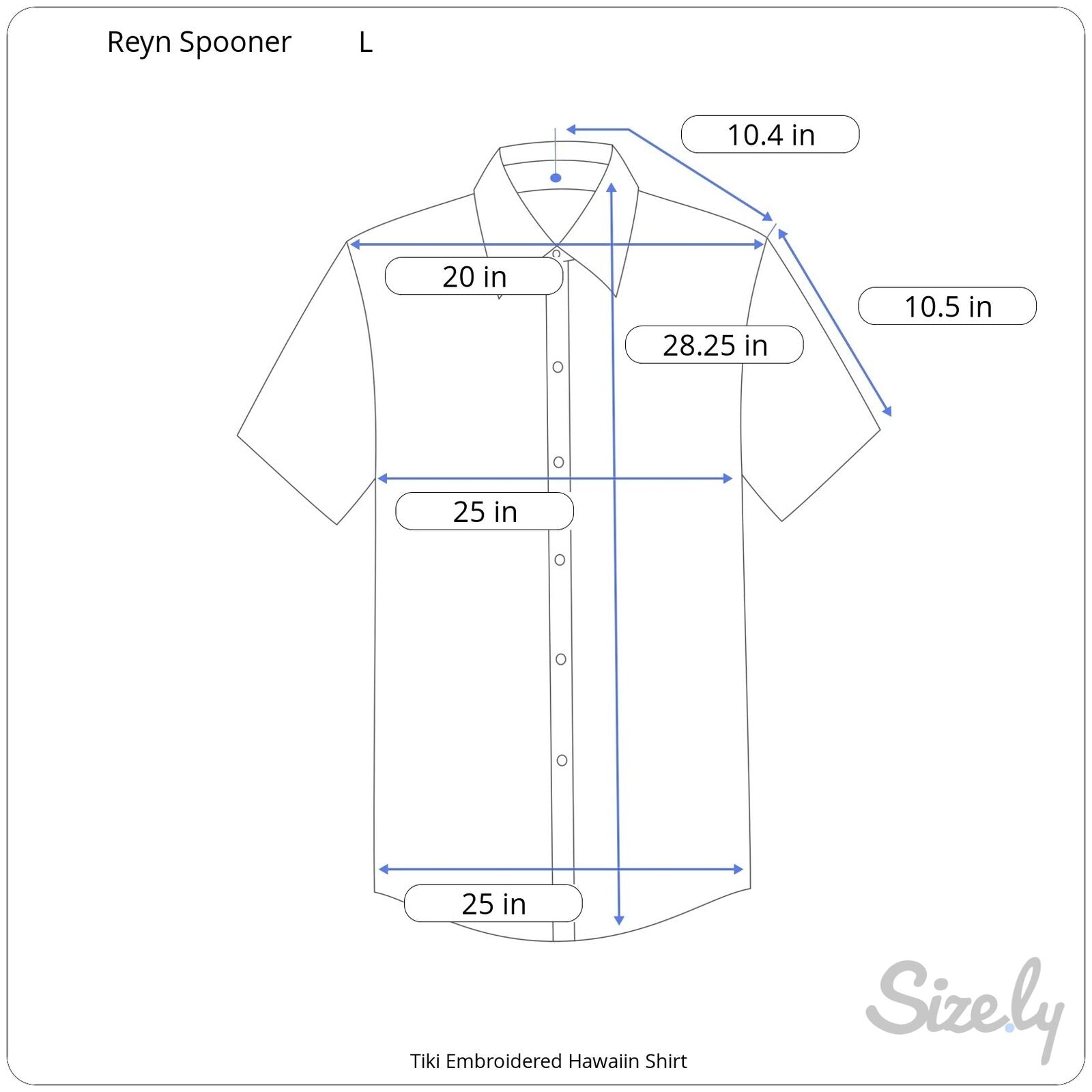 Reyn Spooner Blue Tiki Embroidered Hawaiian Shirt - Men's L