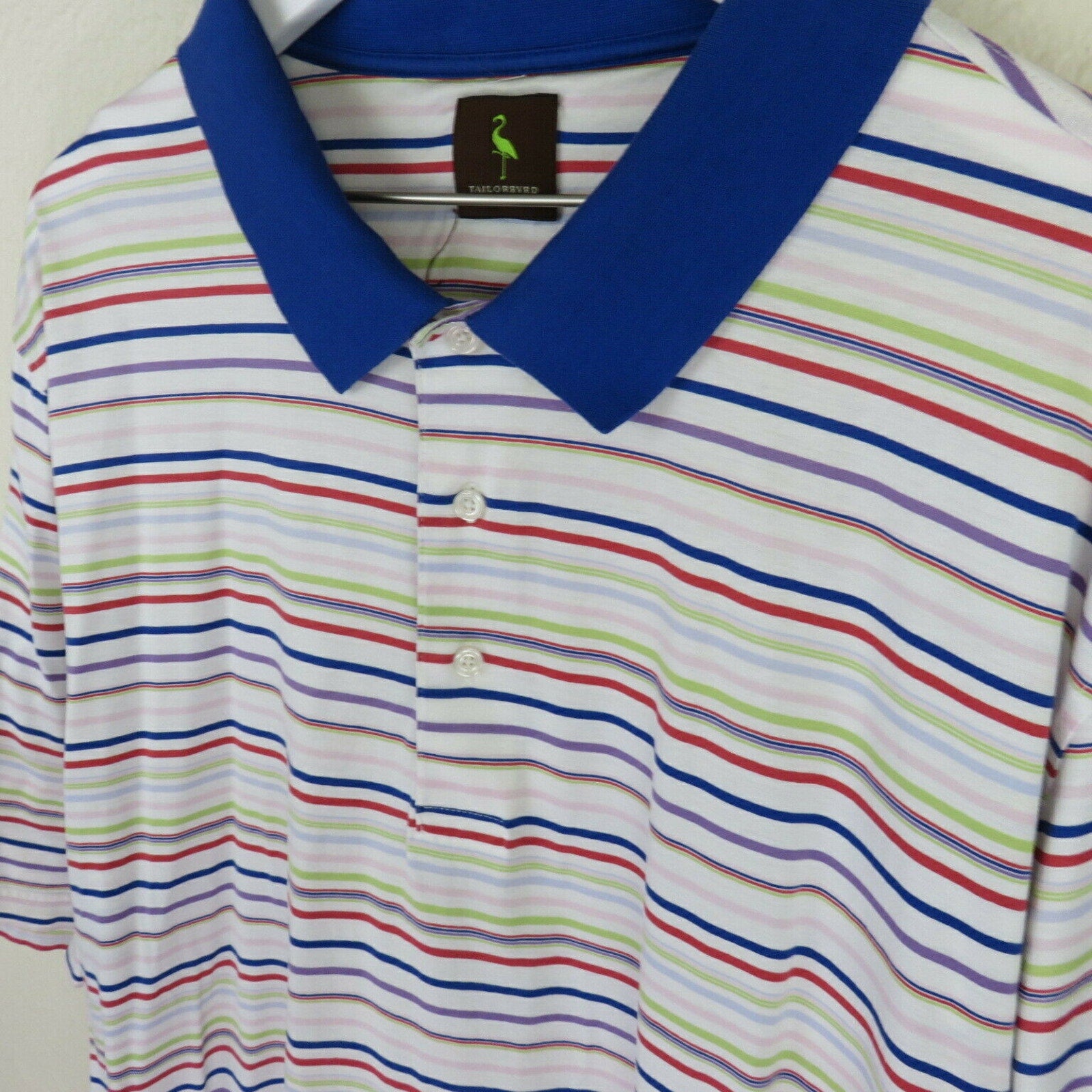 Tailorbyrd Multi-Color Striped Polo Short Sleeve Shirt - Men's 3XLT