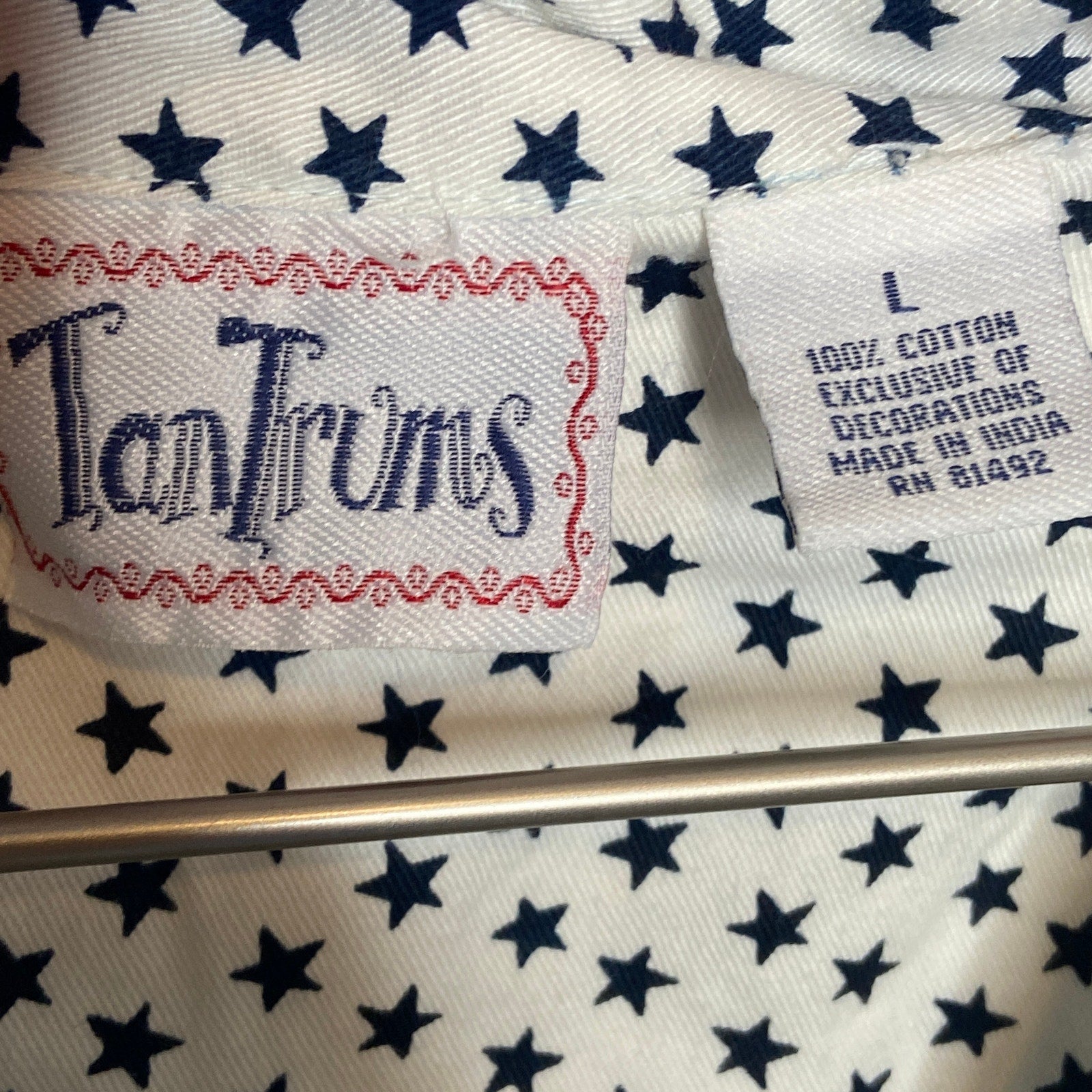 Retro Star Pattern Sleeveless Button Up Shirt - Women's Size L