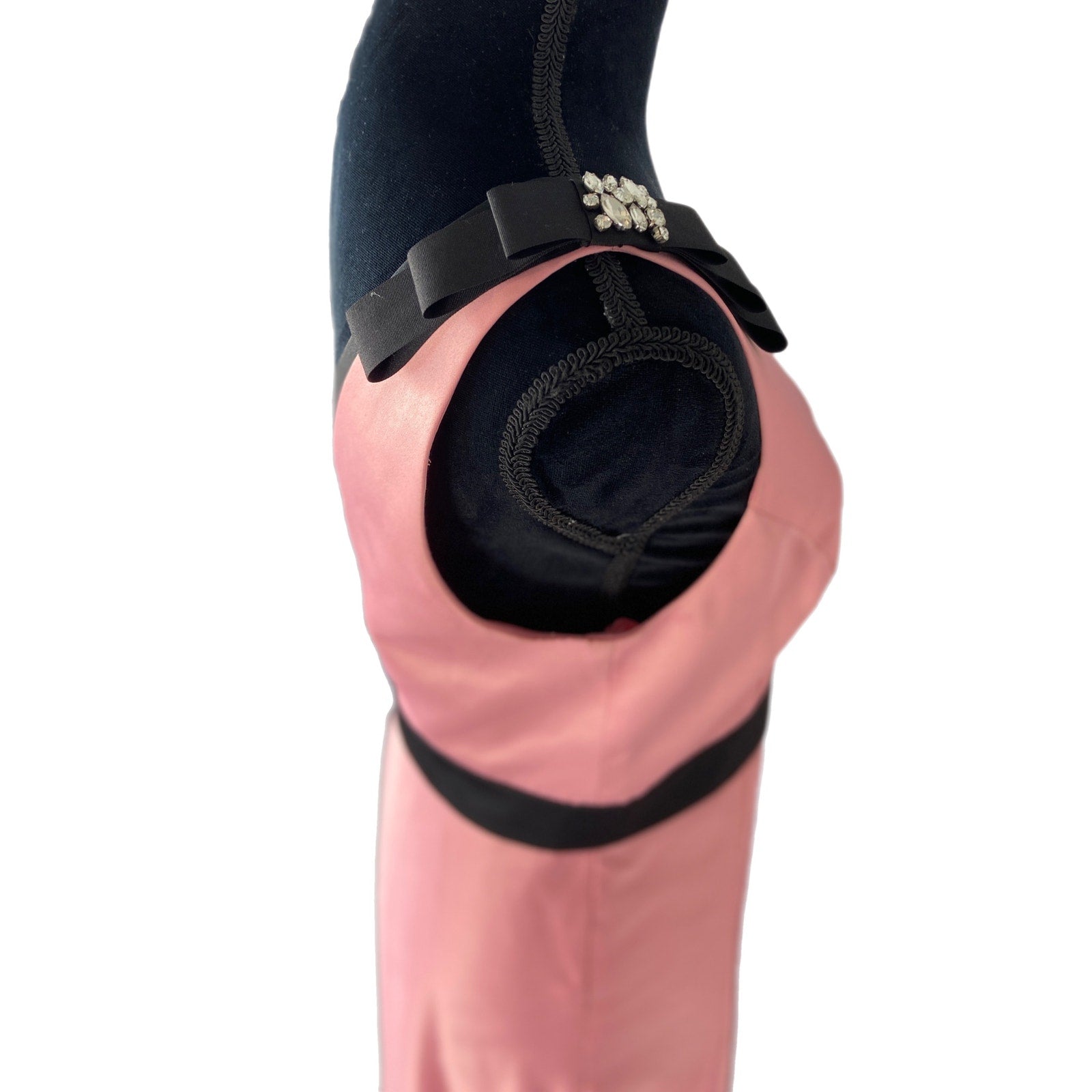 Pink and Black Barbiecore Pink Satin Long Formal Prom Dress - Women's Size 6