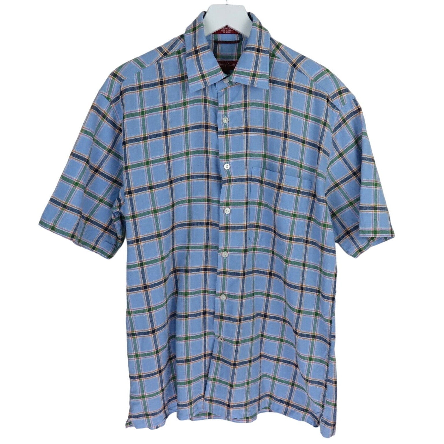 Alan Flusser Blue Plaid Linen Blend Short Sleeve Shirt - Men's M – Threaded  Social Club