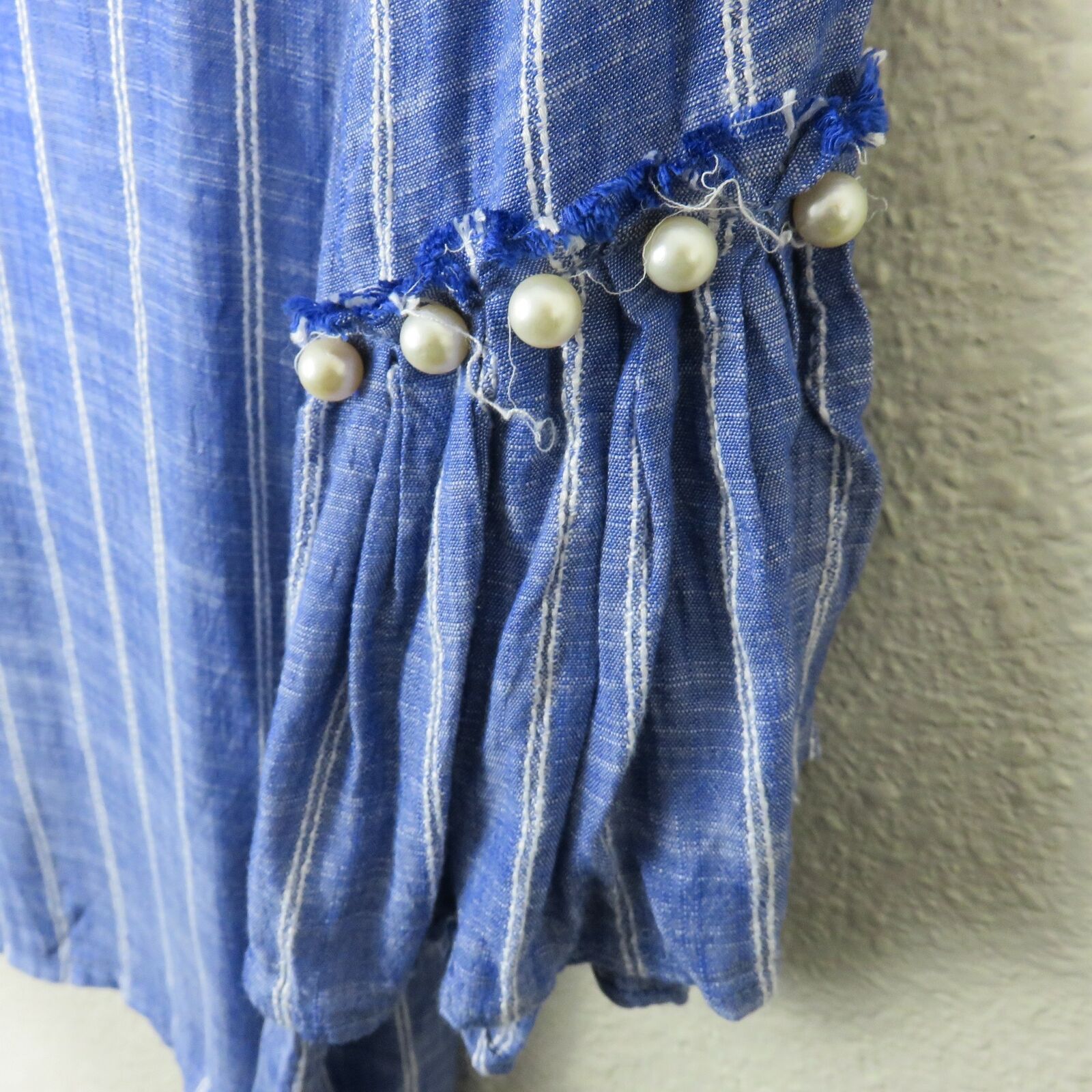 Jennifer & Grace Blue Striped Boho Bell Sleeve Top - Women's Size 12