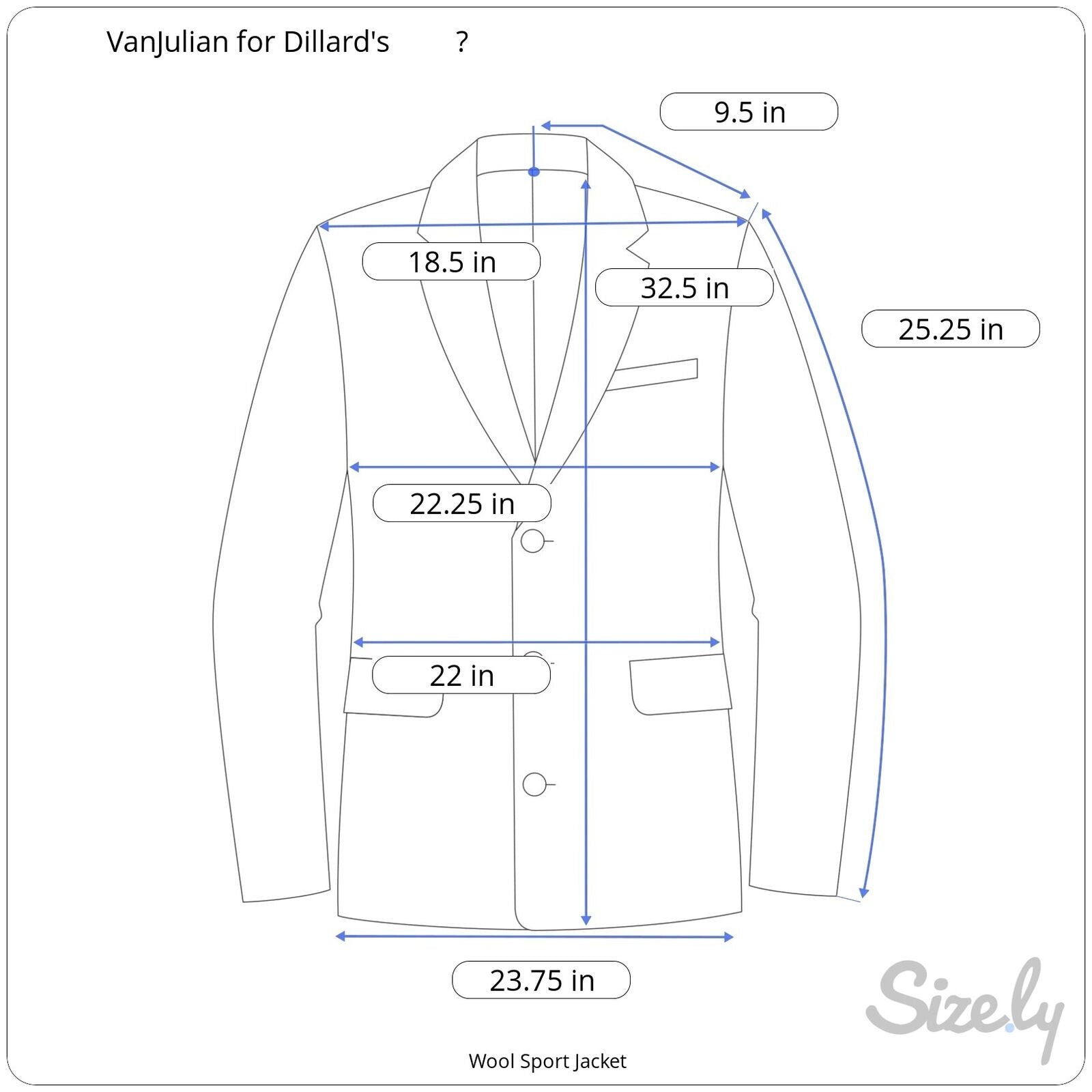VanJulian for Dillard's Grey Wool Sport Coat Jacket - Men's Size 42